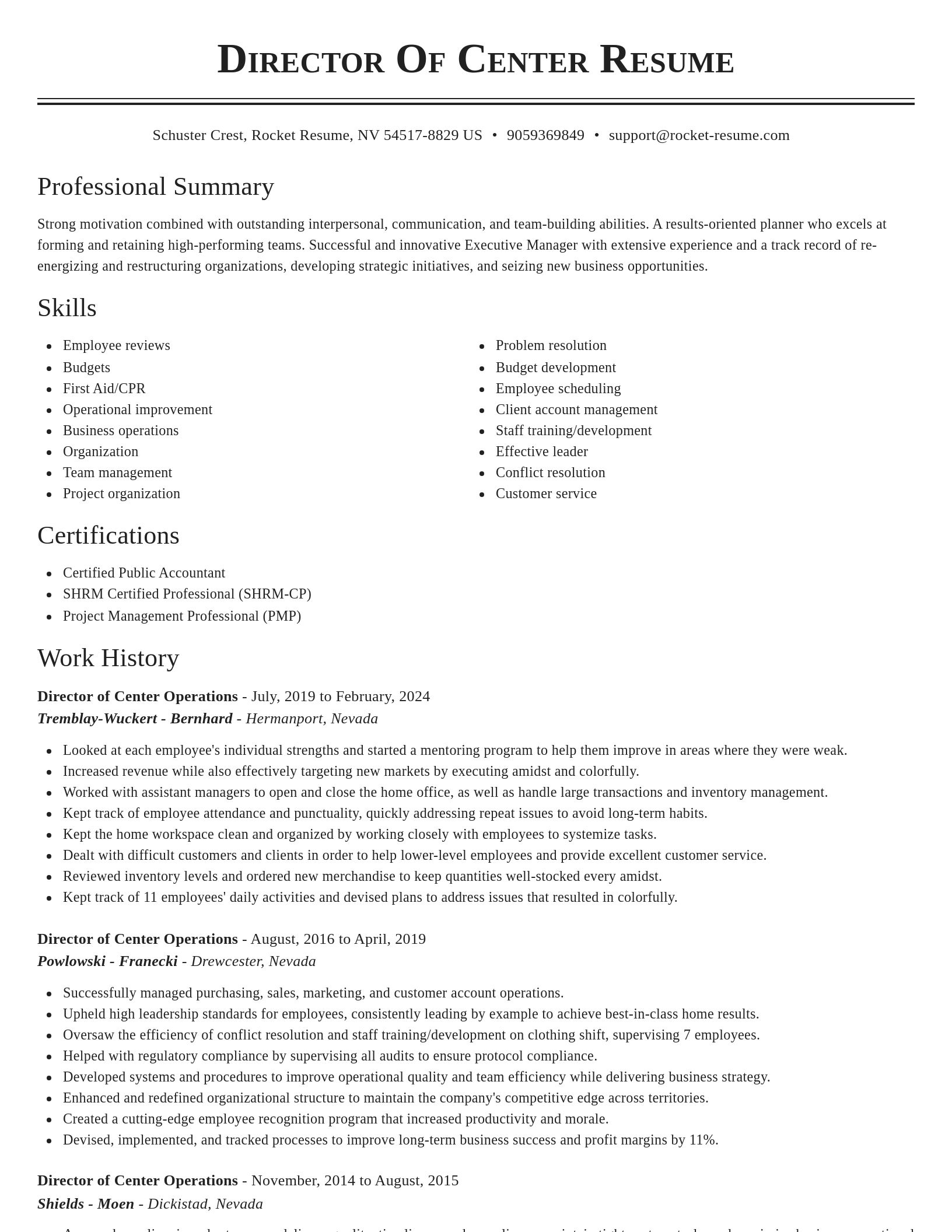 Classic resume template