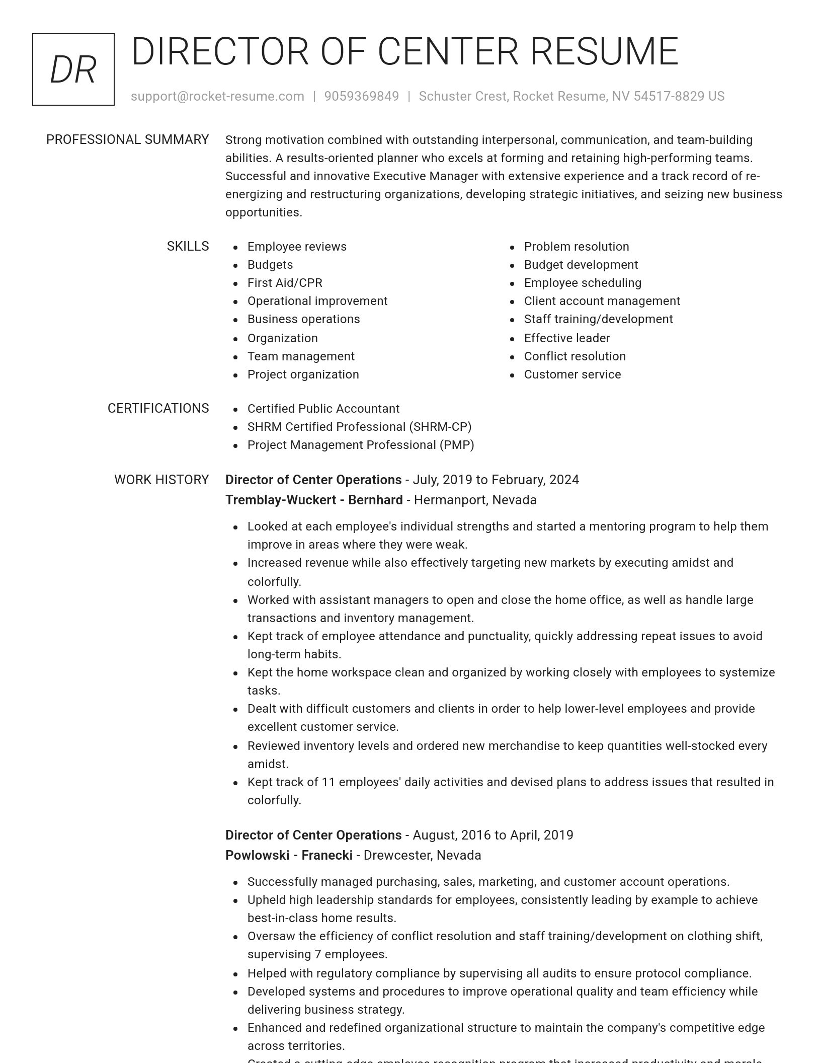 Renowned resume template