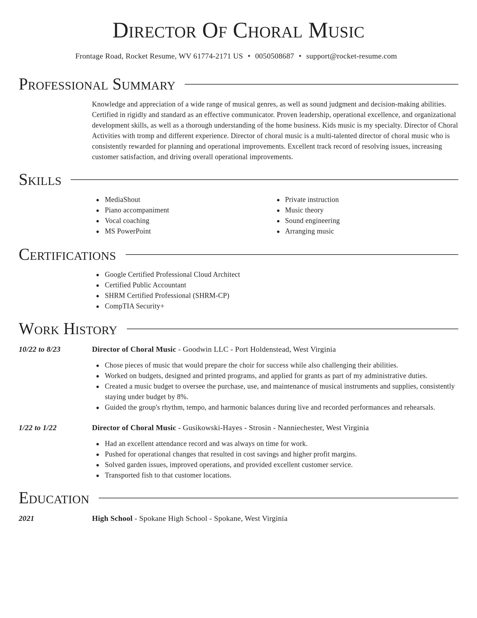 Director resume template
