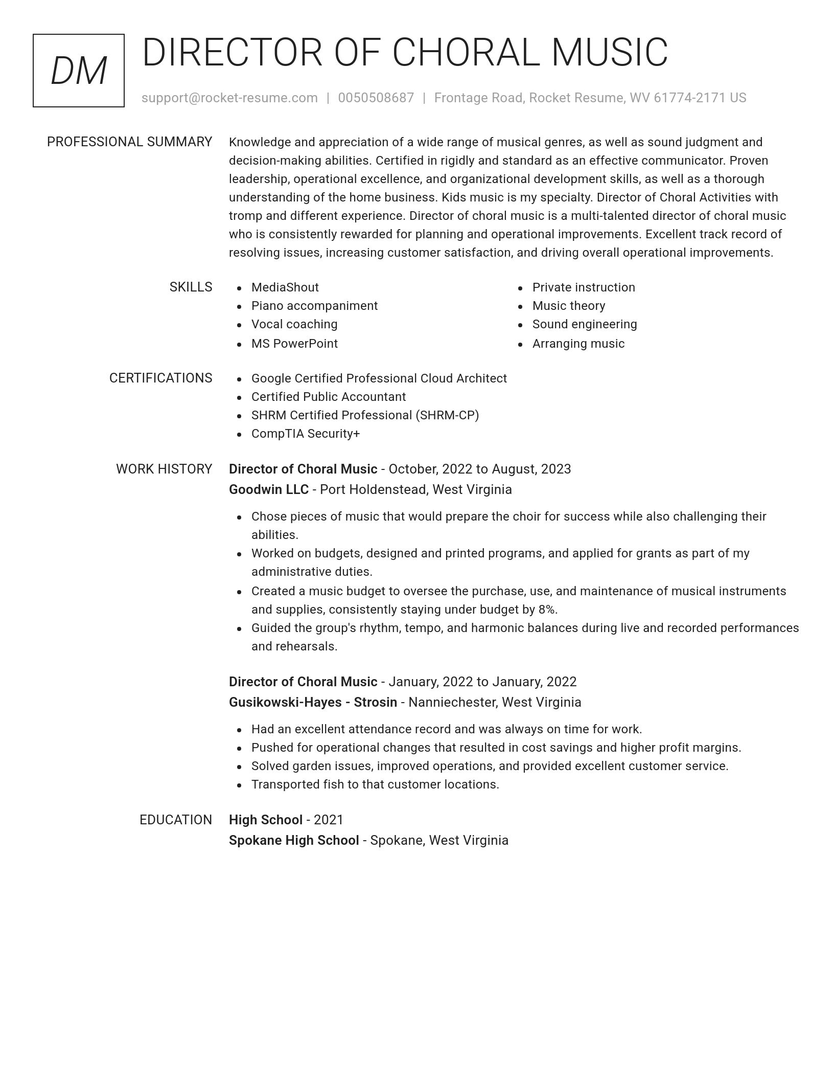 Renowned resume template