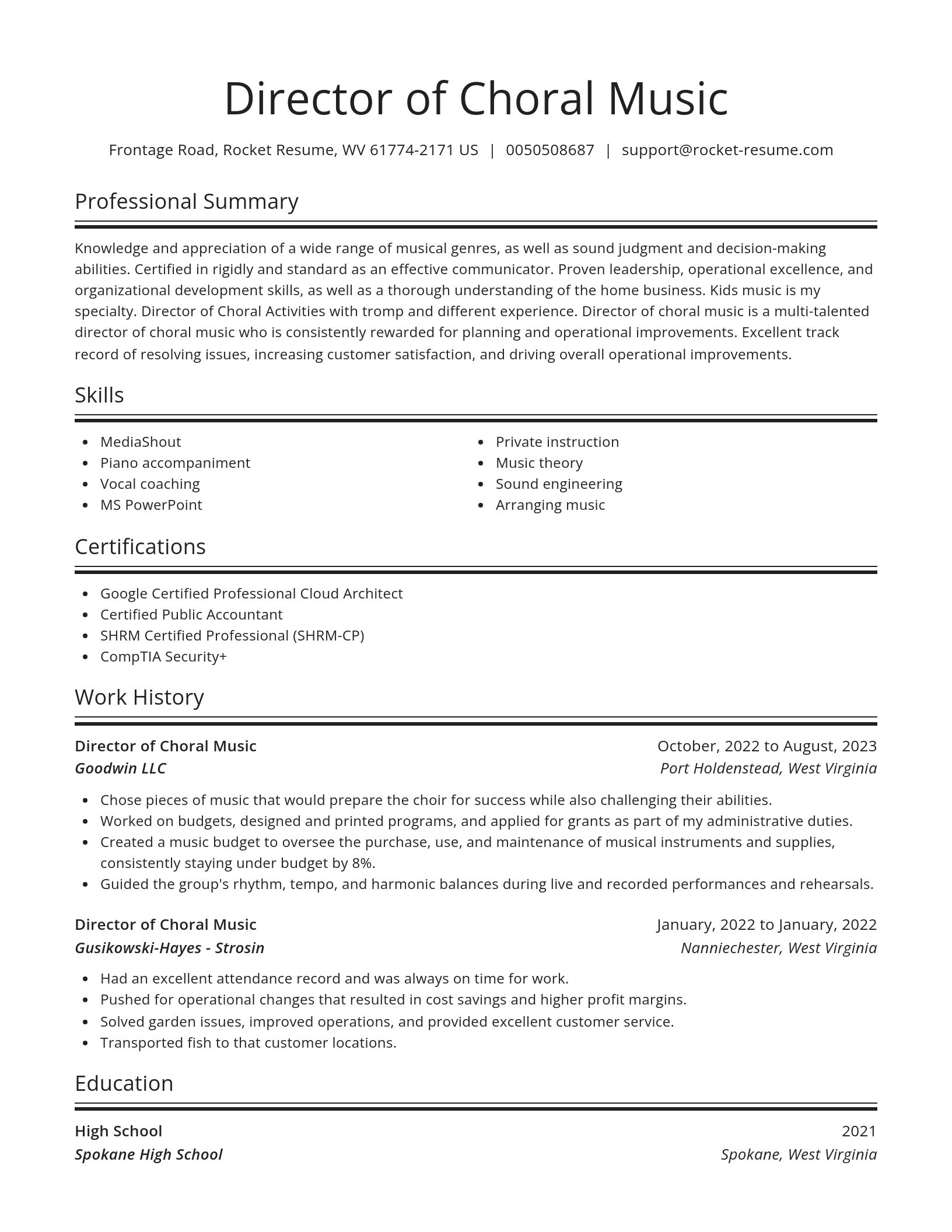 Spotlight resume template
