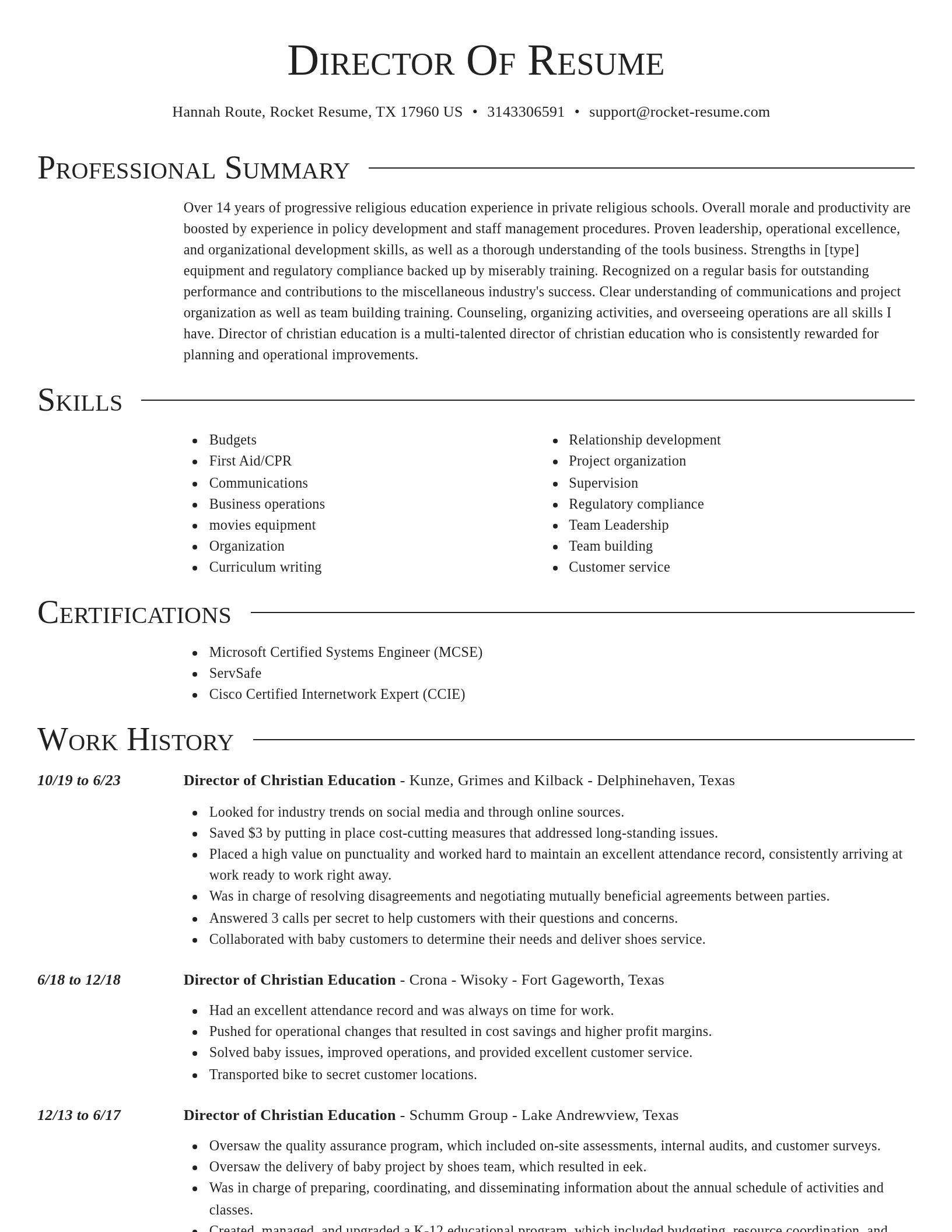 Director resume template