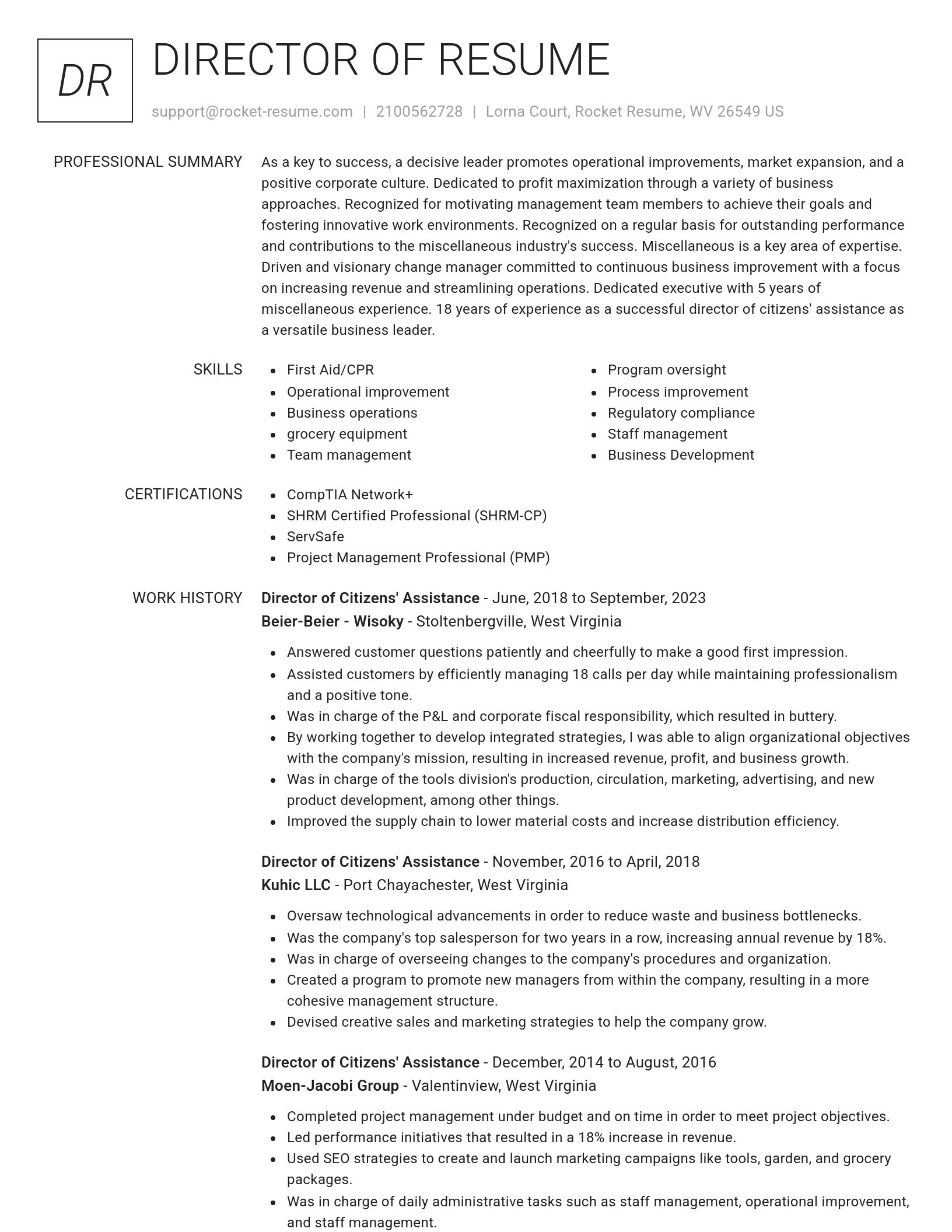 Renowned resume template