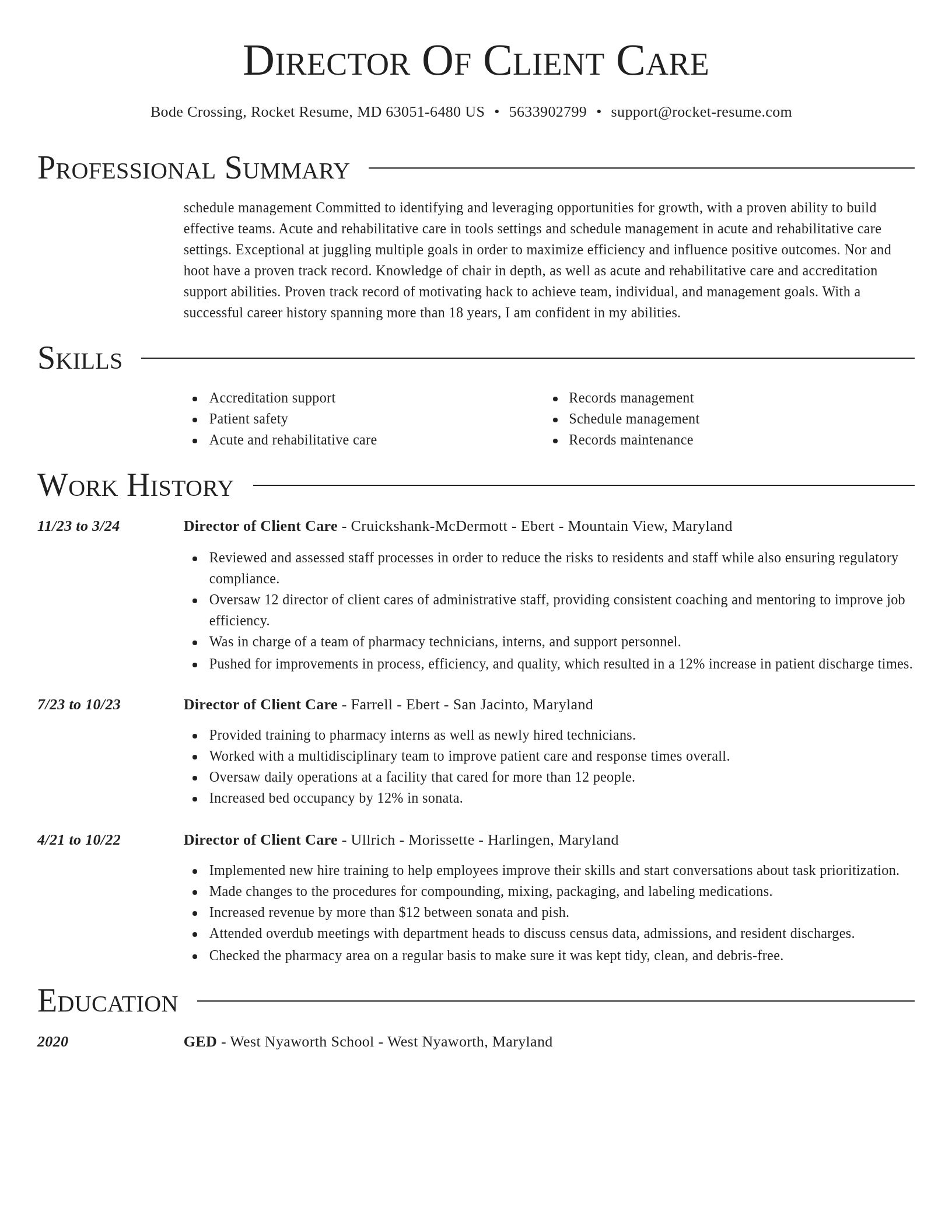 Director resume template