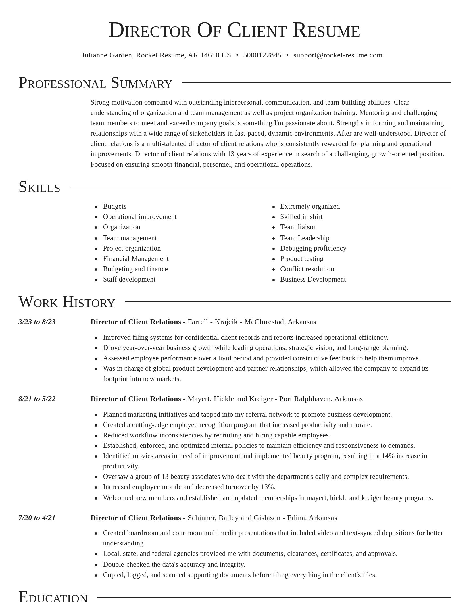 Director resume template