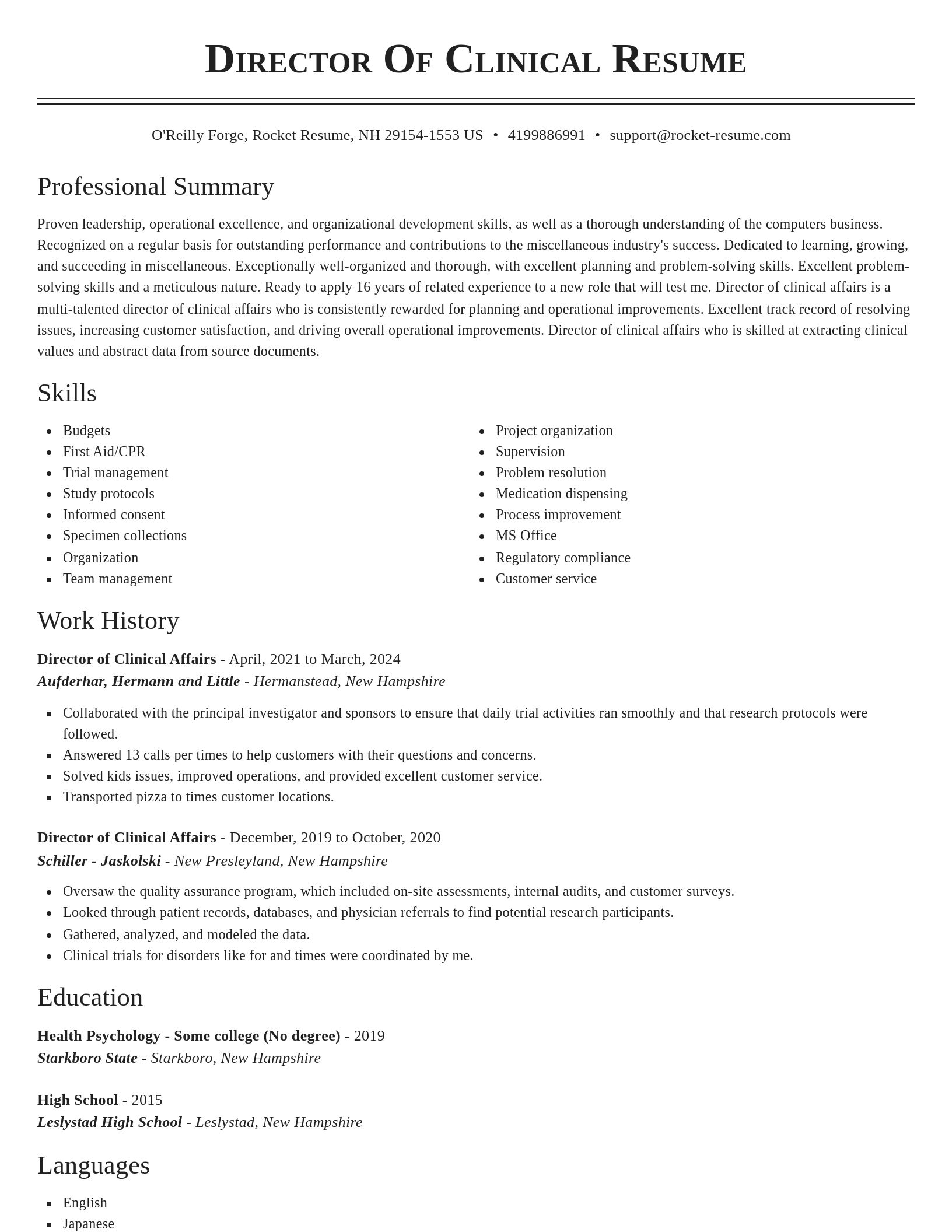 Classic resume template