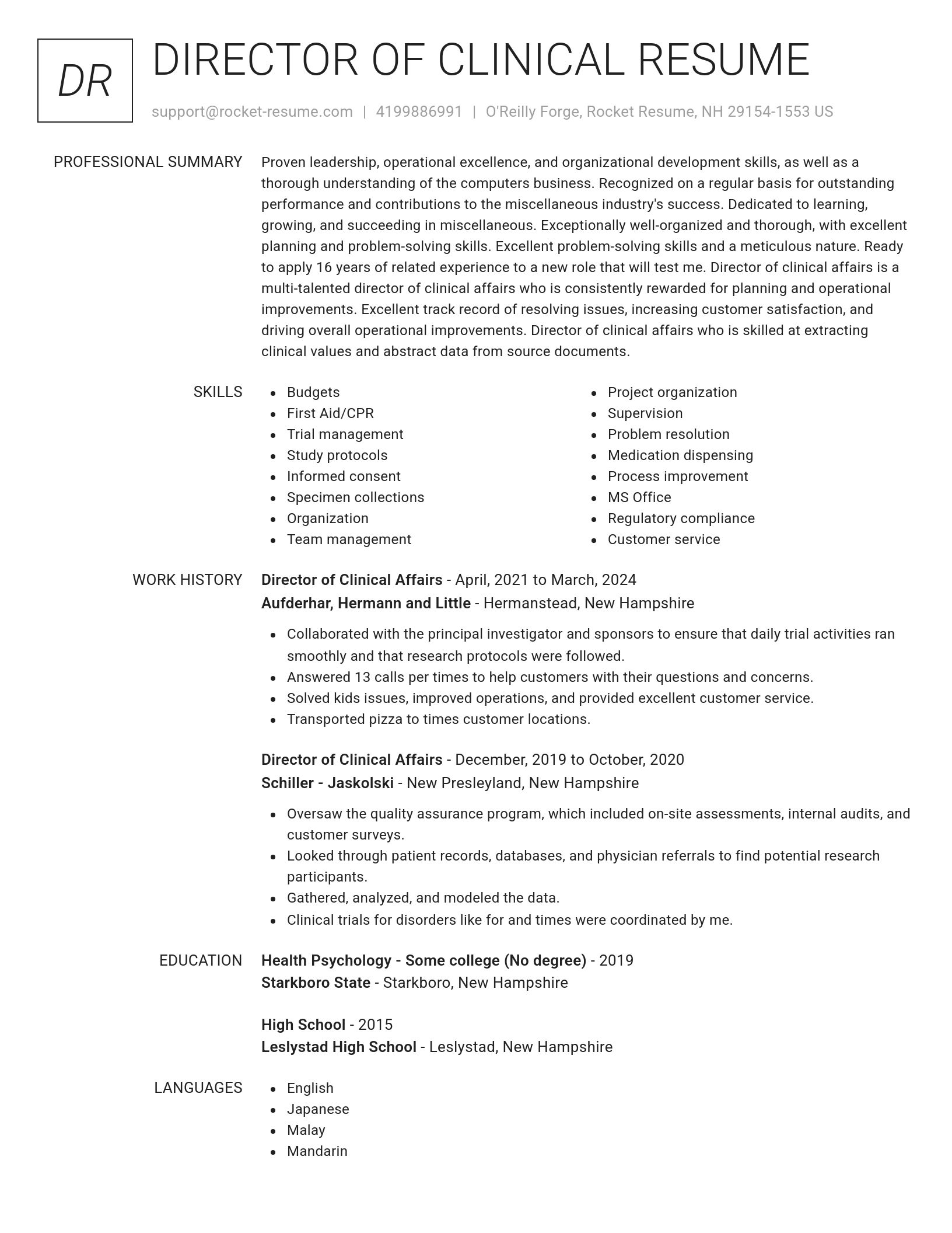 Renowned resume template