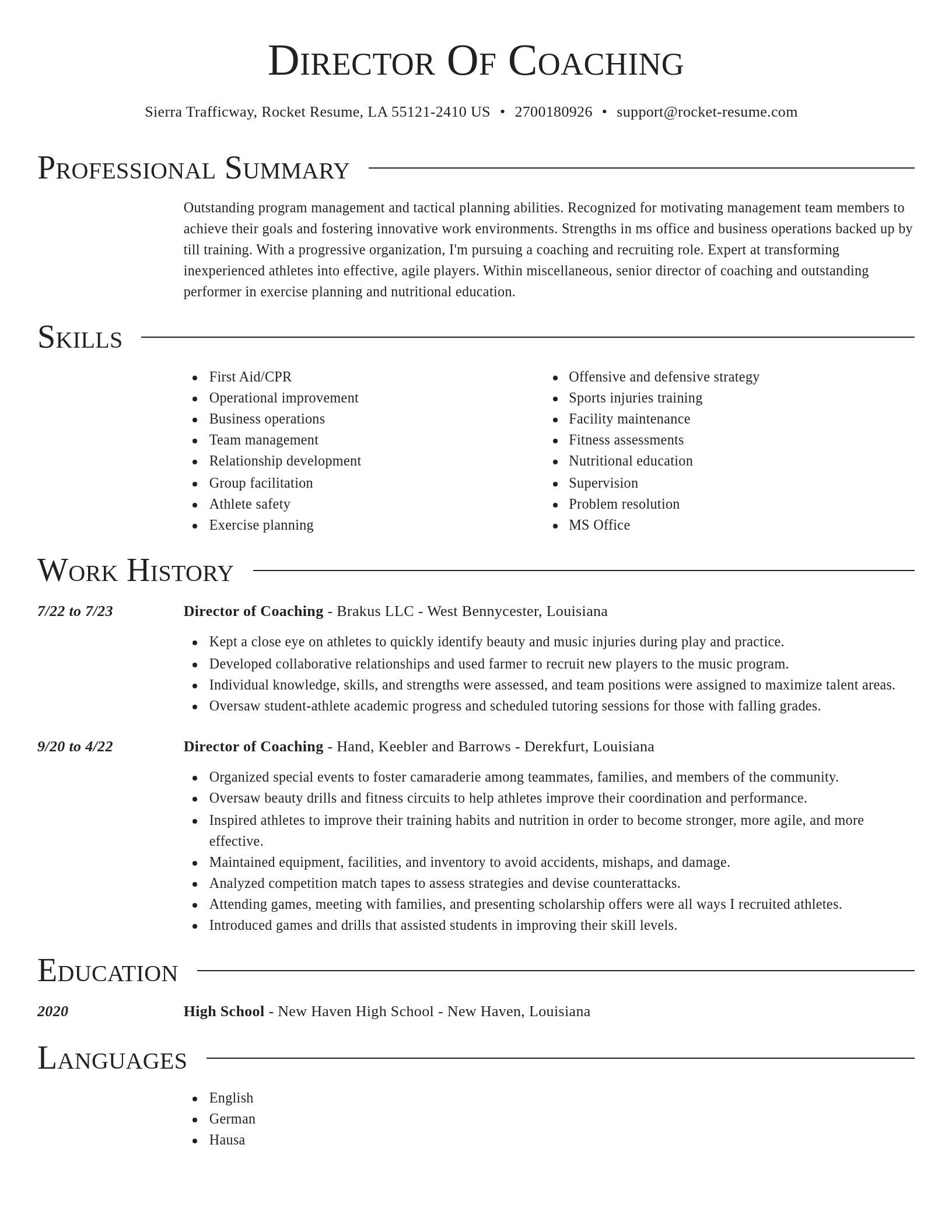Director resume template