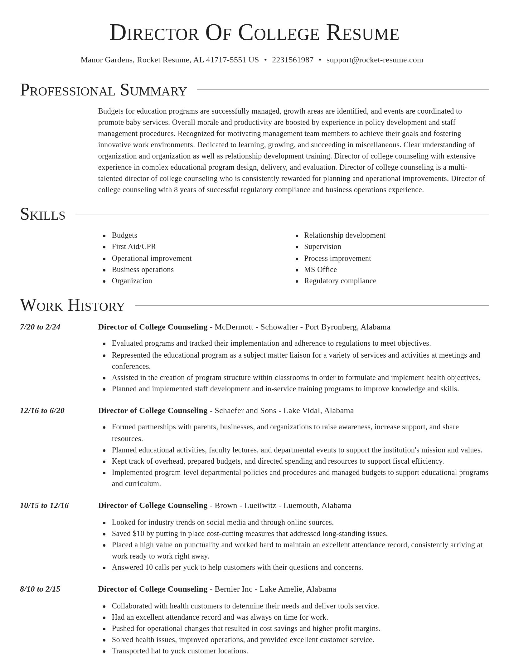 Director resume template
