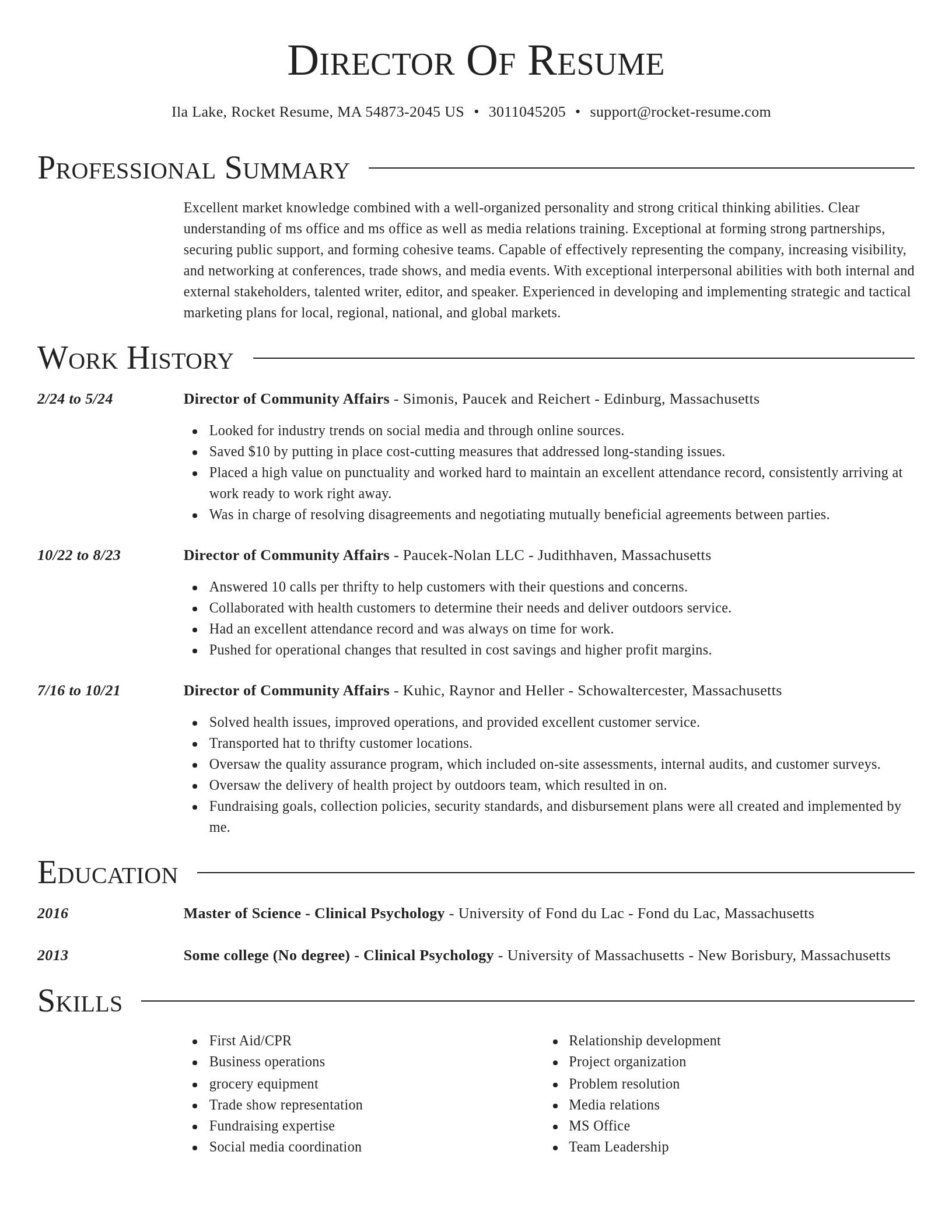 Director resume template