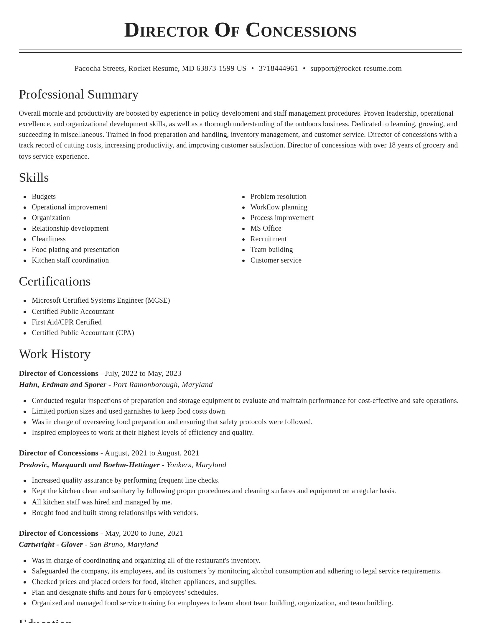 Classic resume template