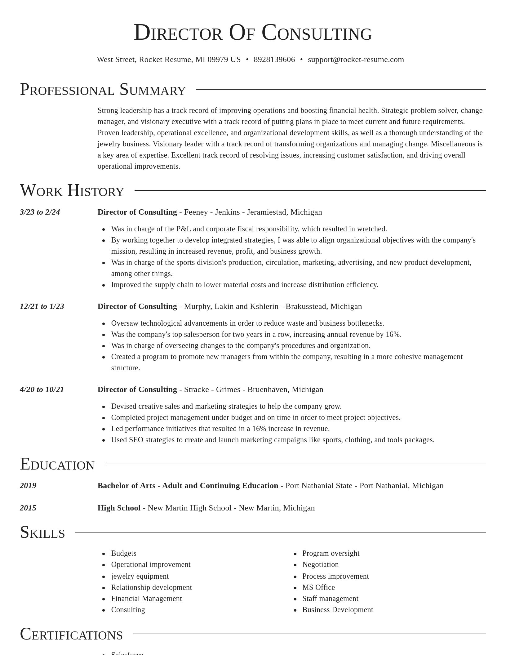 Director resume template