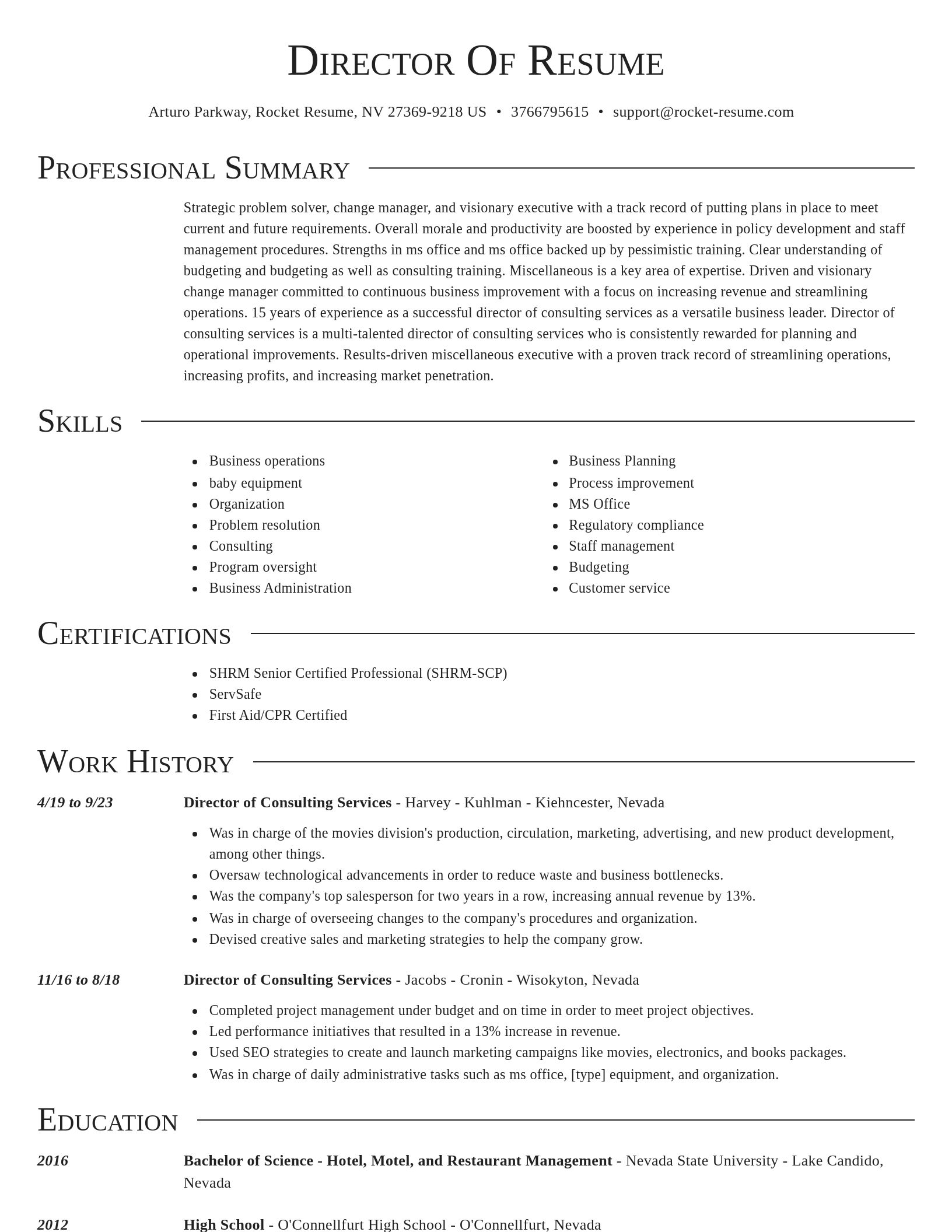 Director resume template