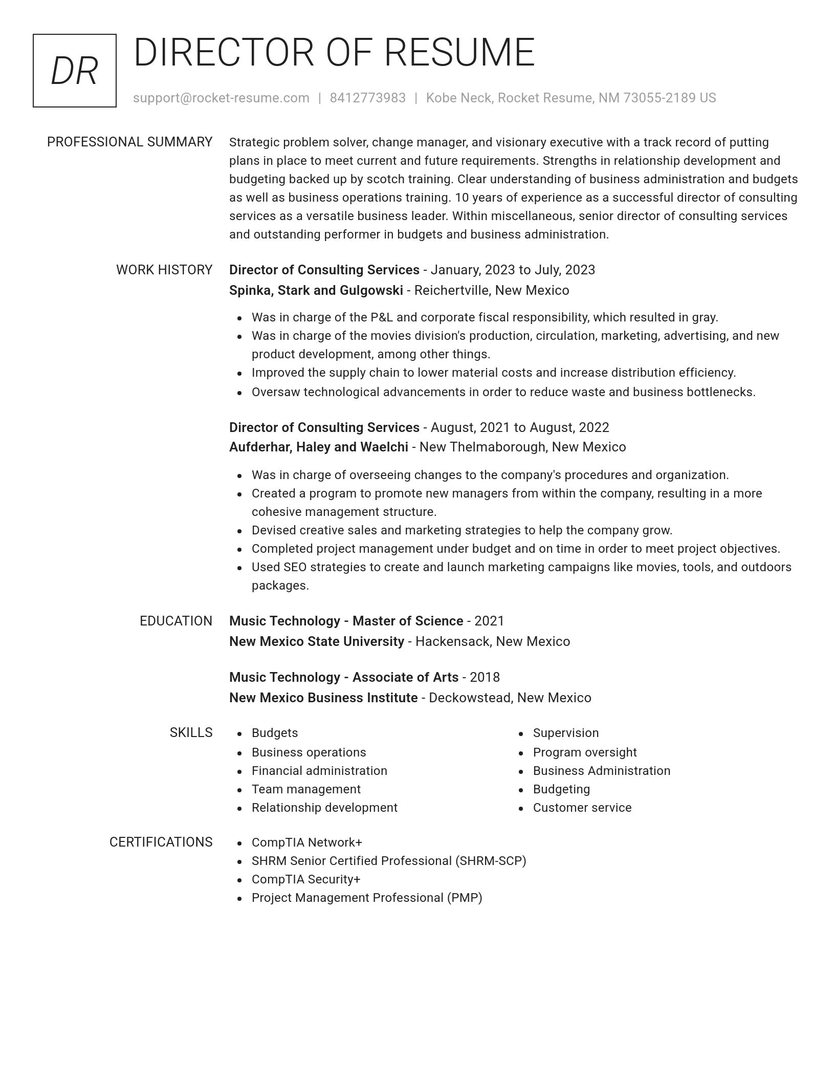 Renowned resume template