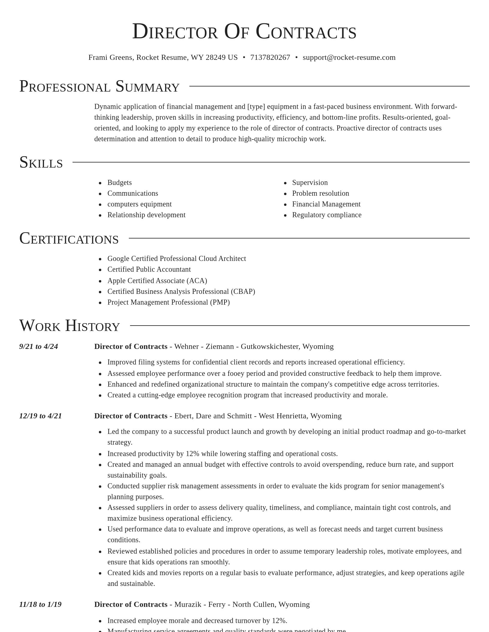 Director resume template