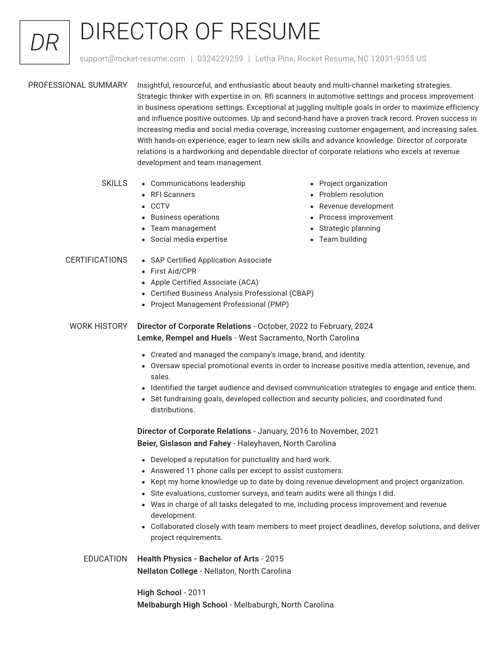 Renowned resume template