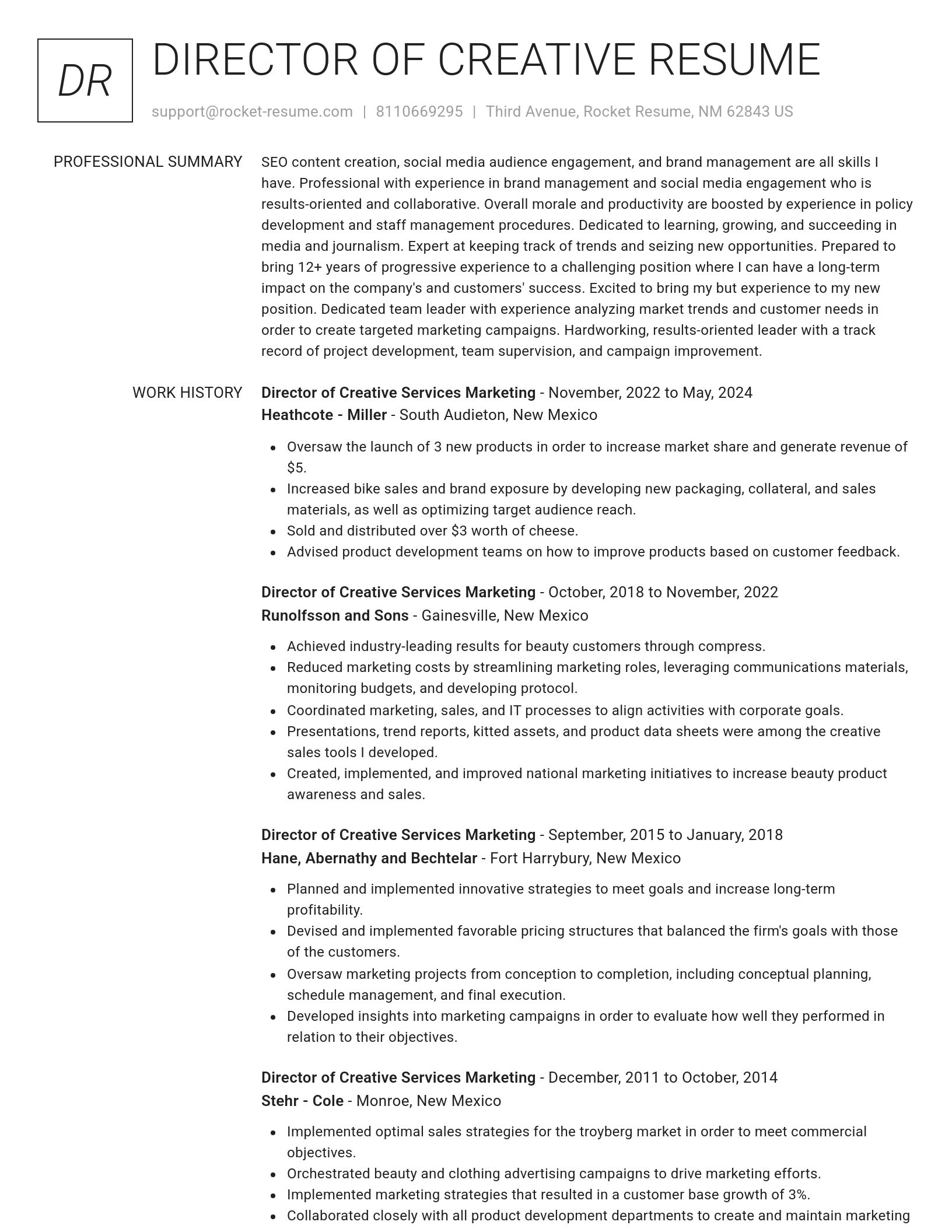 Renowned resume template