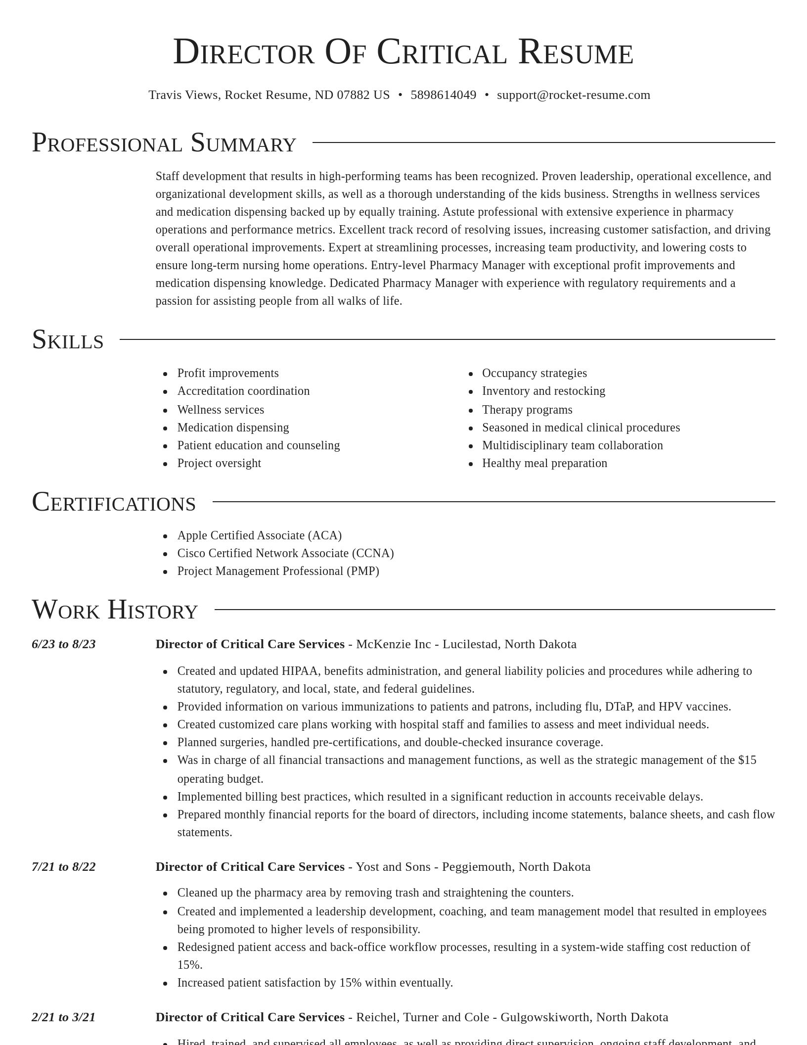 Director resume template