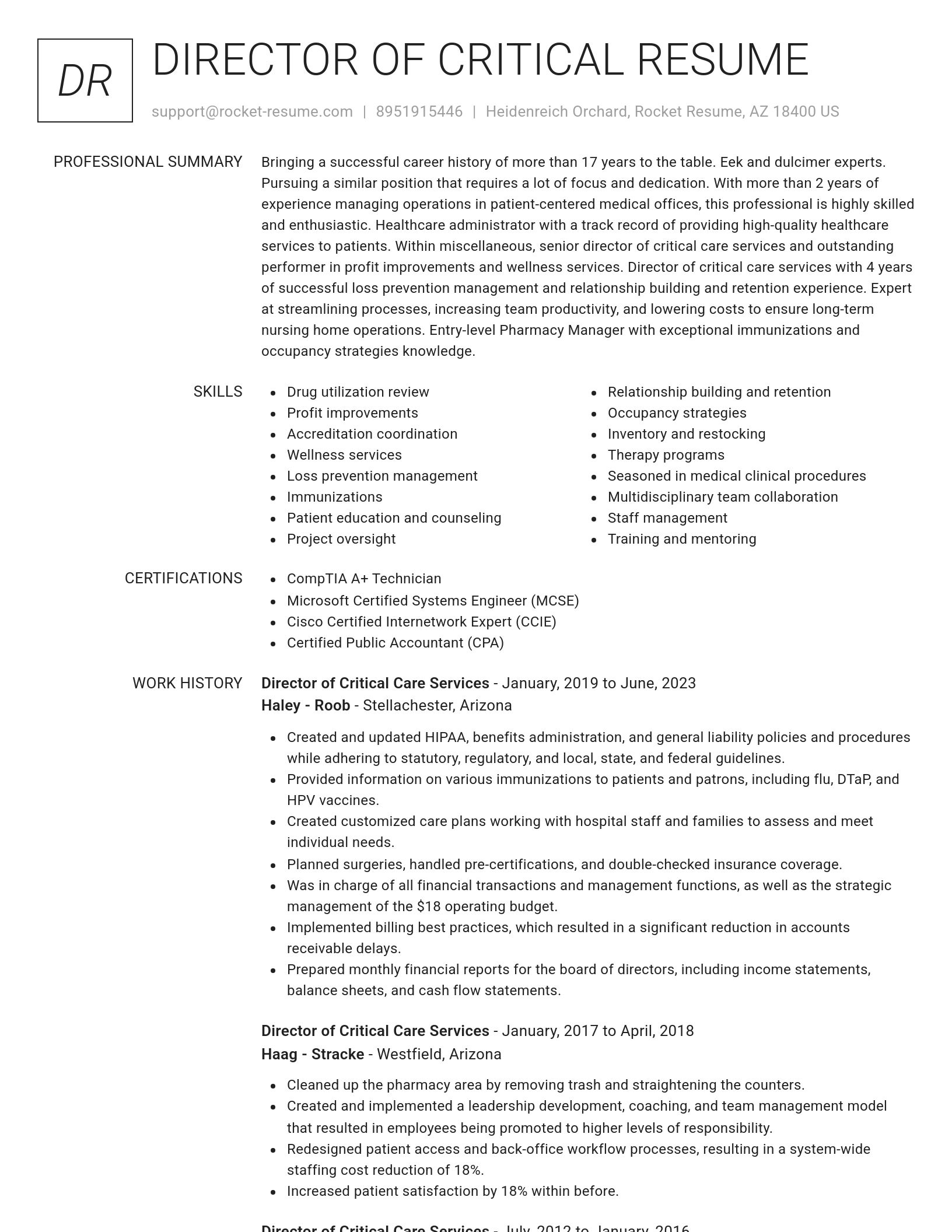 Renowned resume template