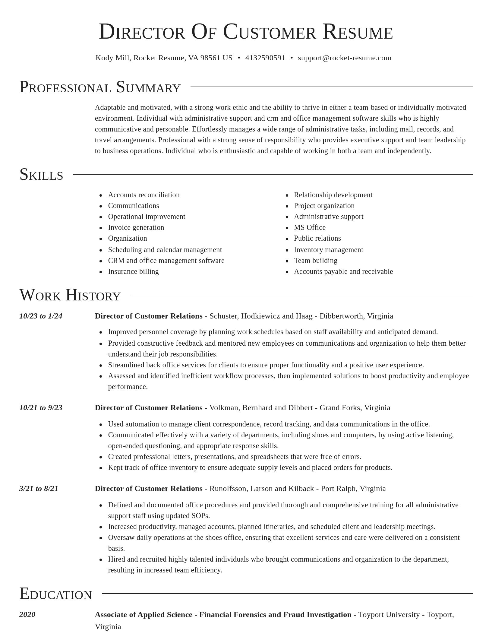 Director resume template