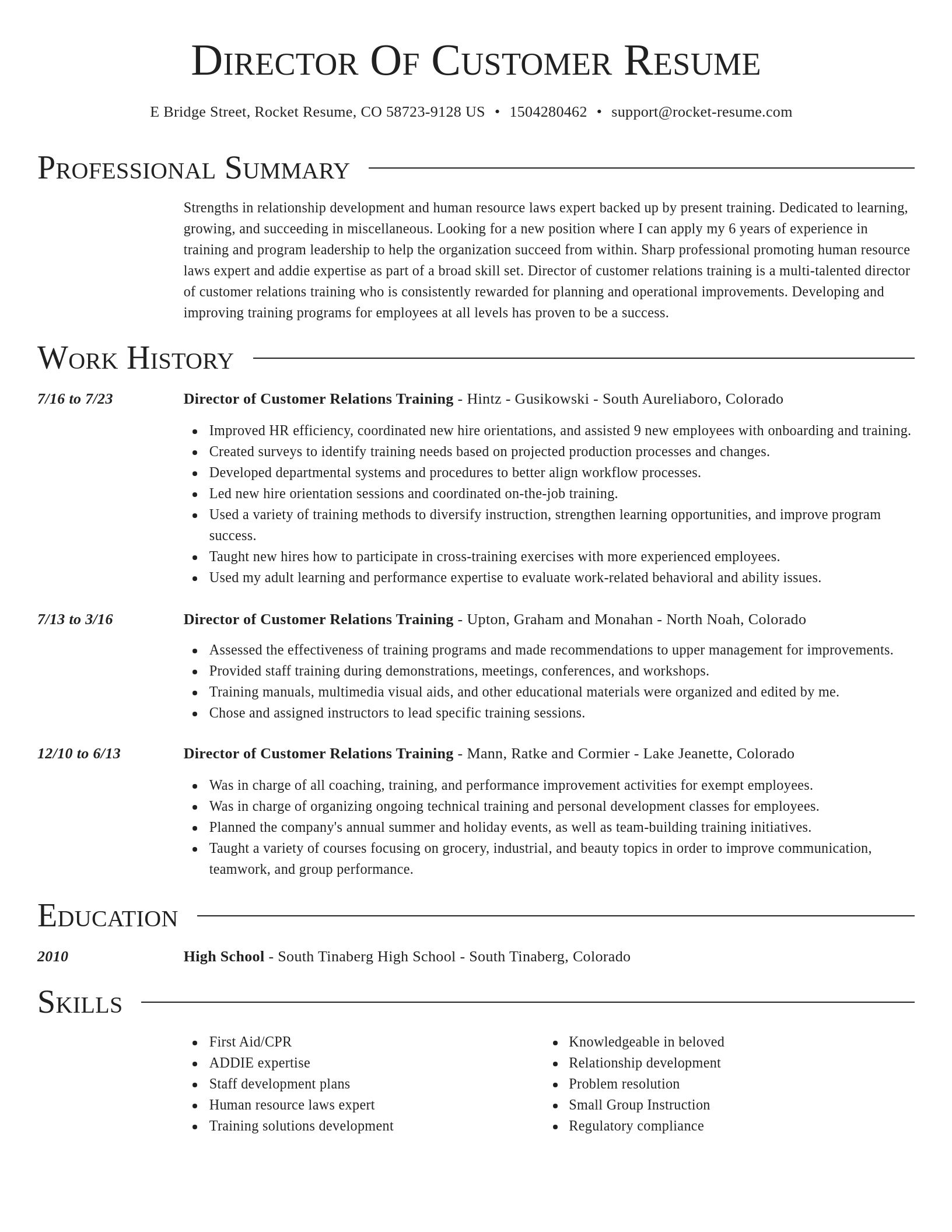 Director resume template