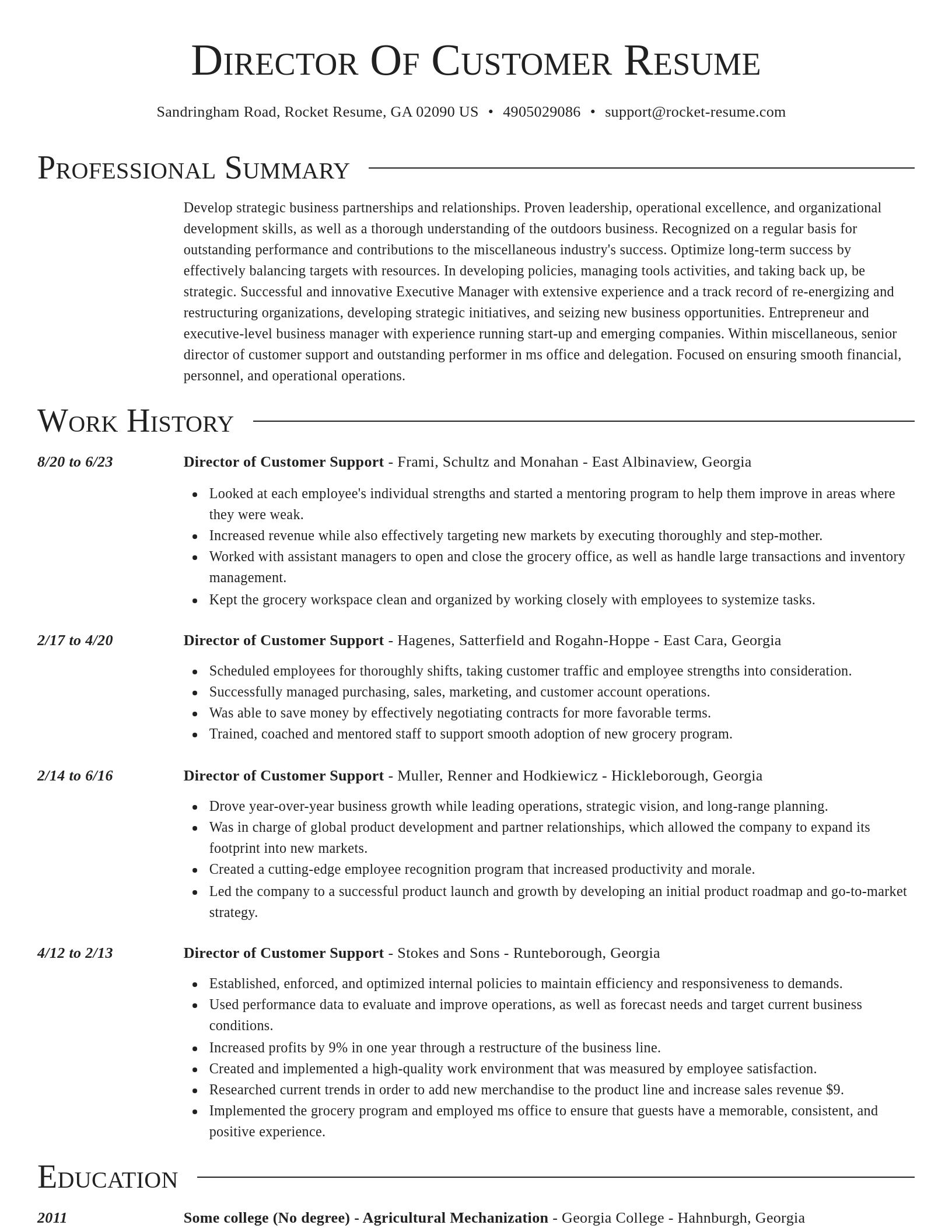 Director resume template