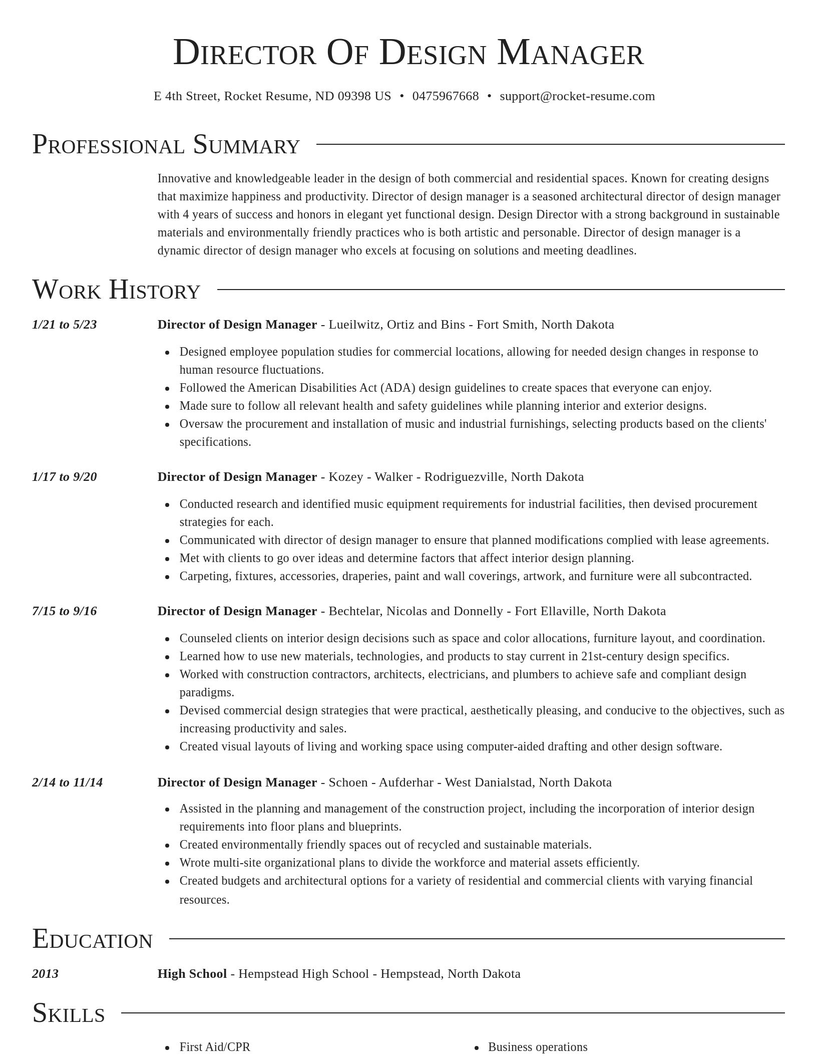 Director resume template