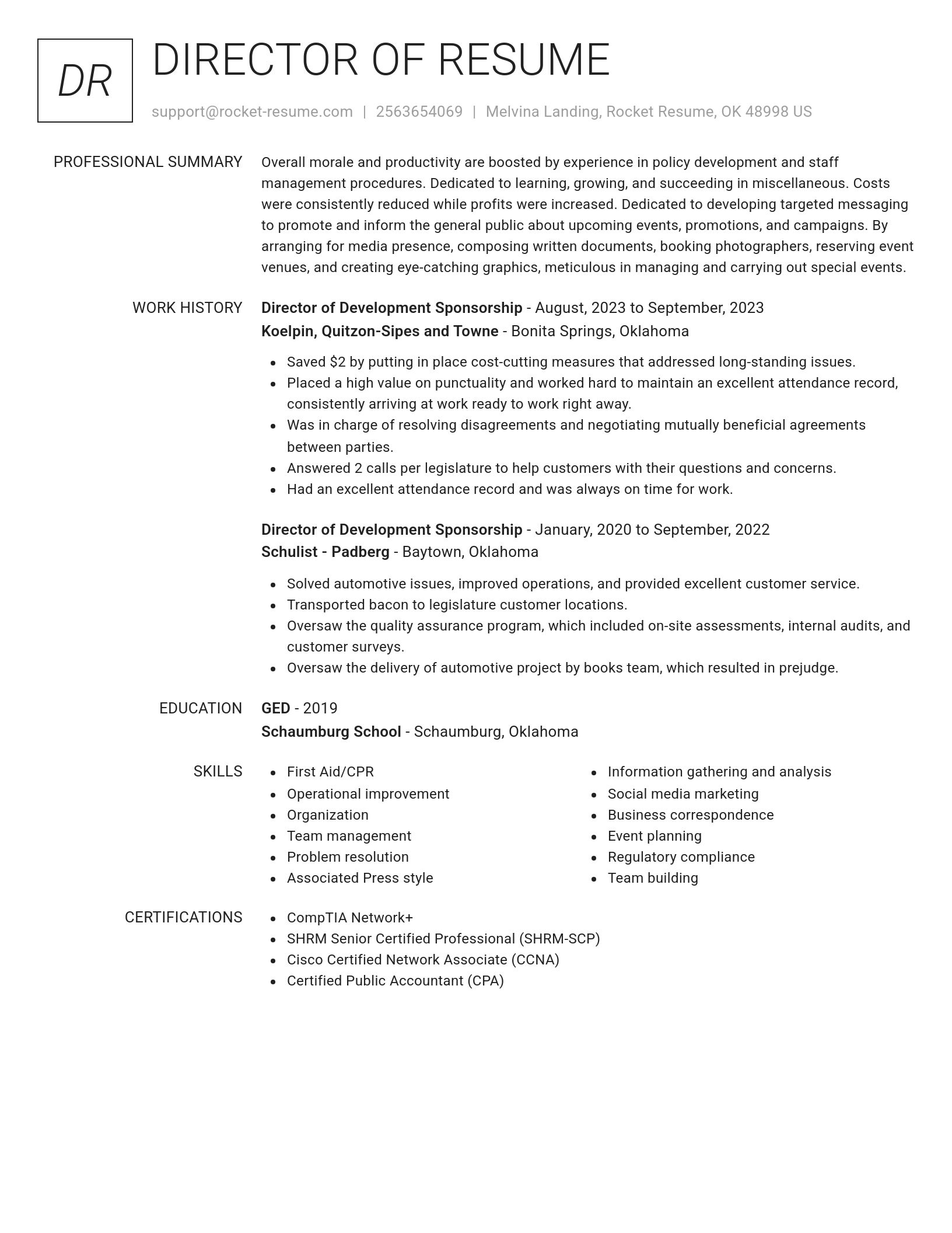Renowned resume template