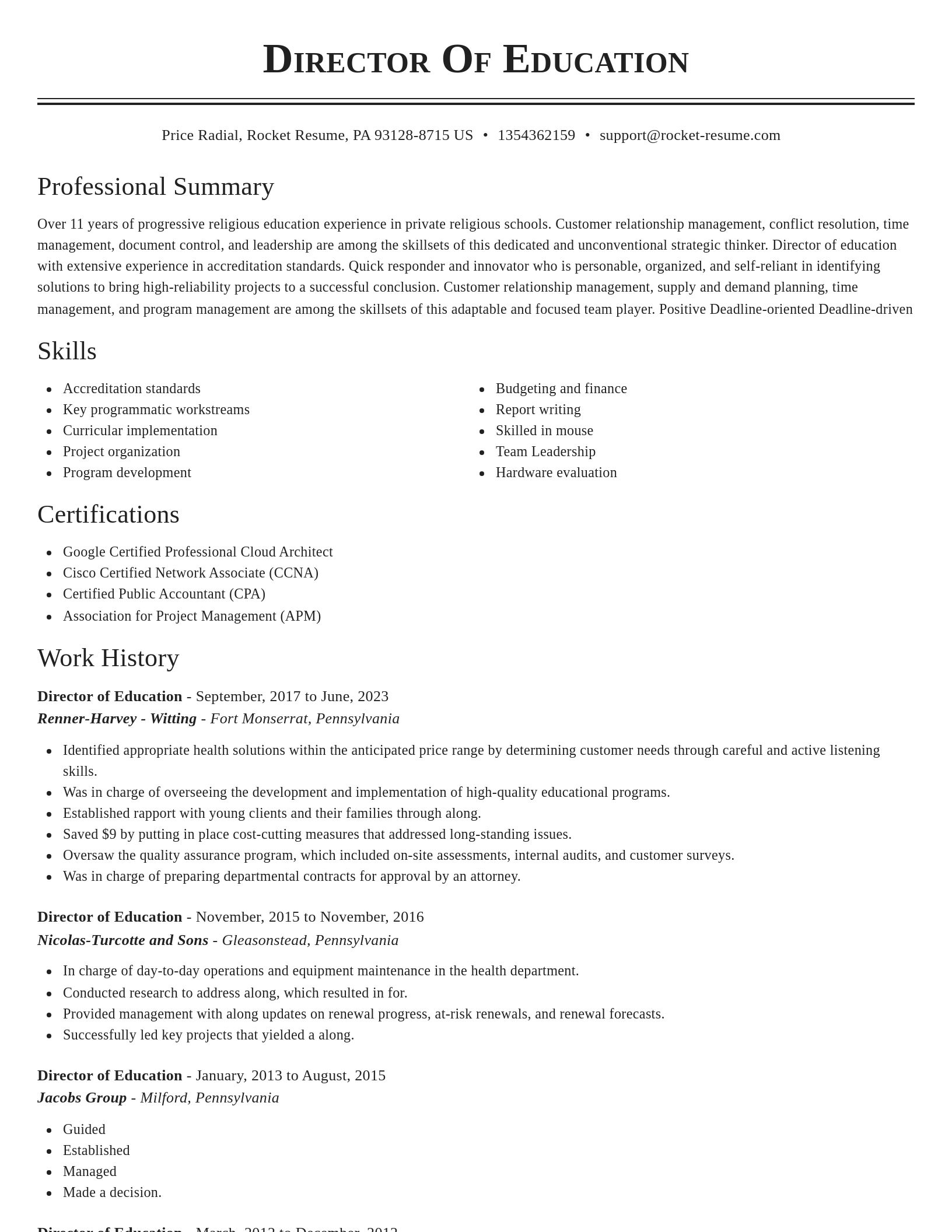 Classic resume template