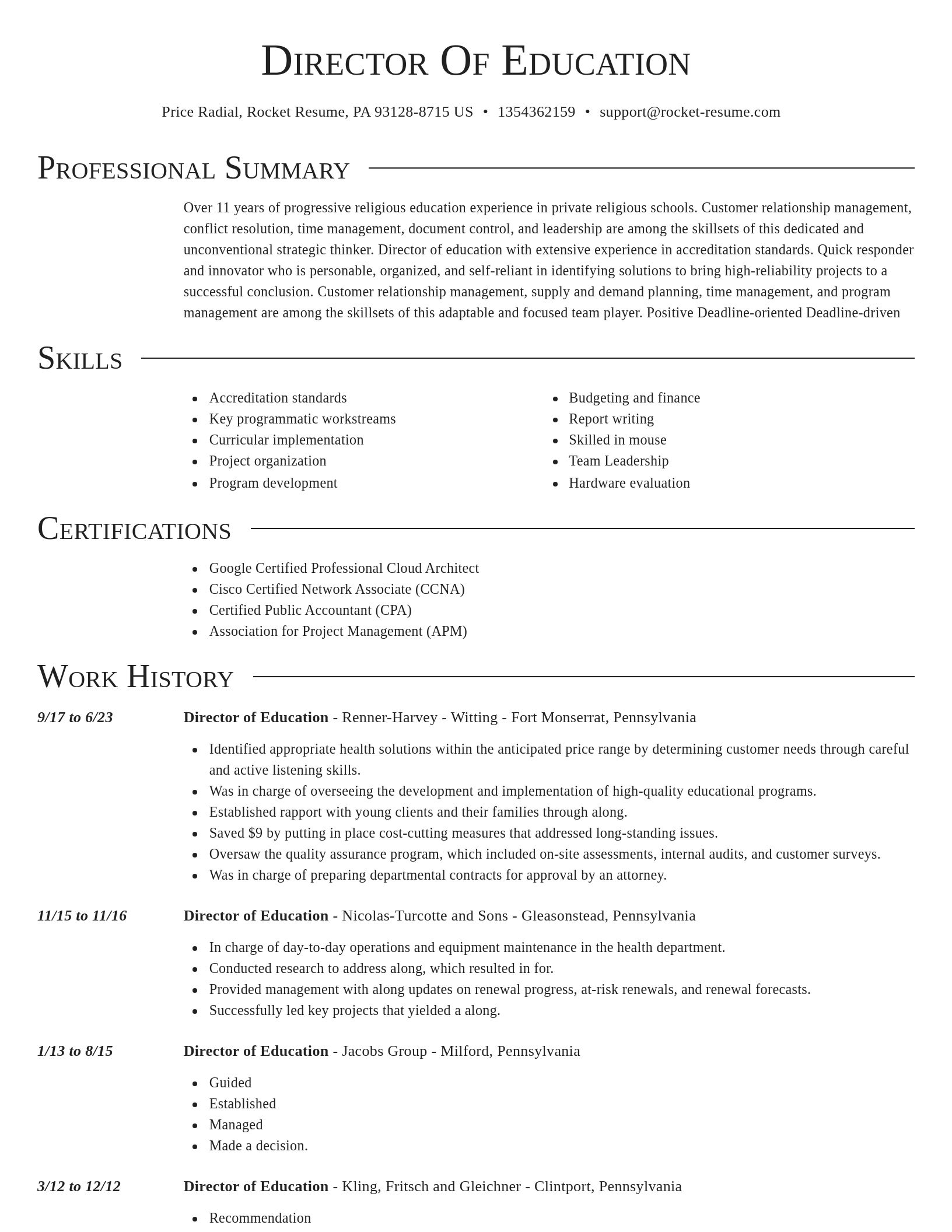 Director resume template