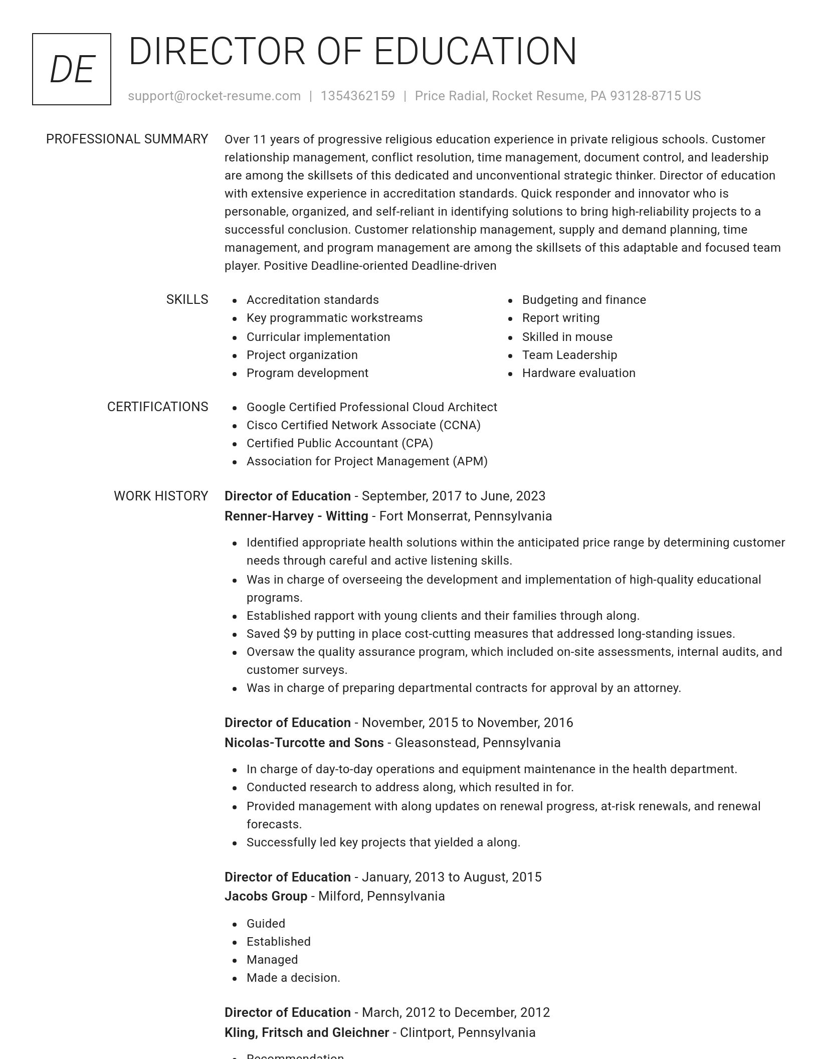 Renowned resume template