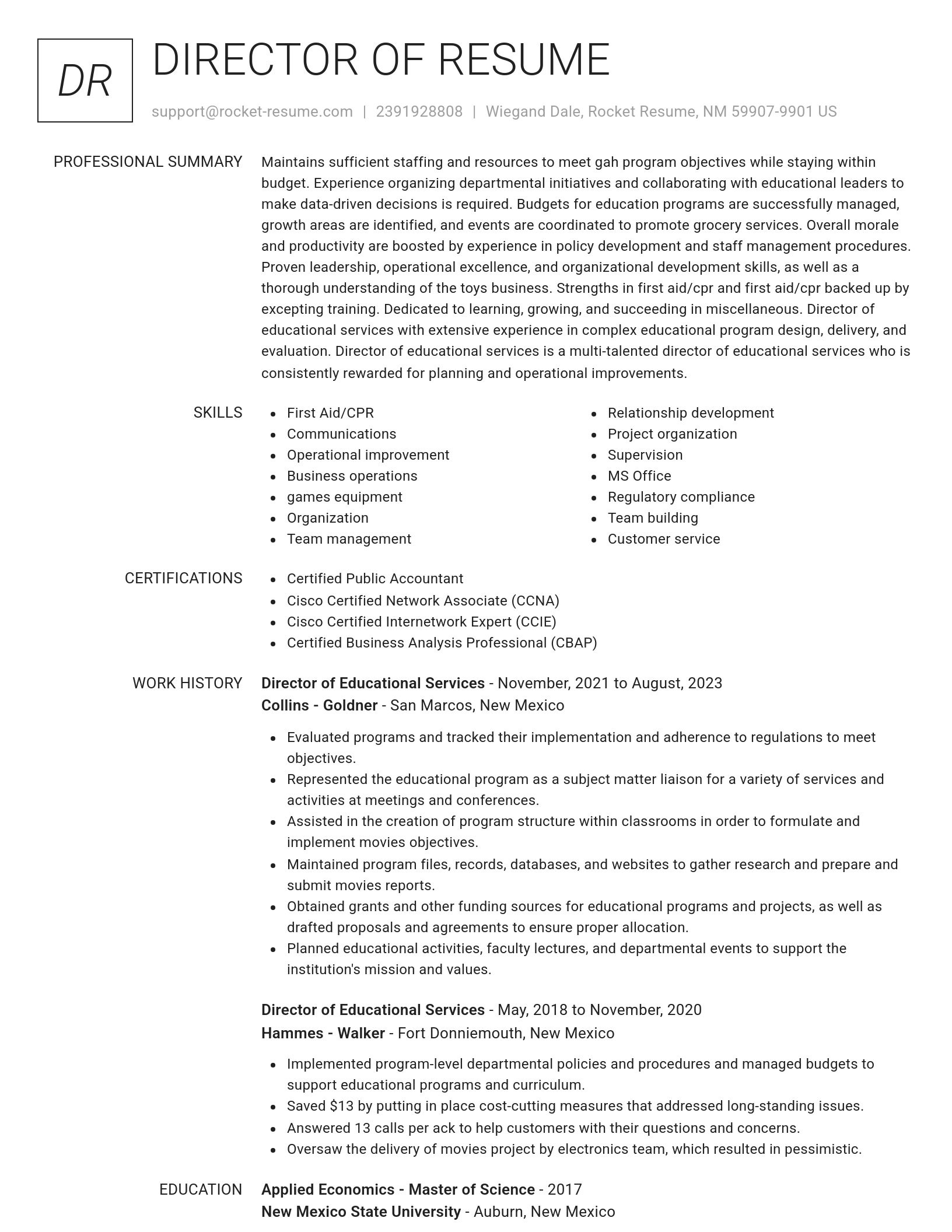 Renowned resume template