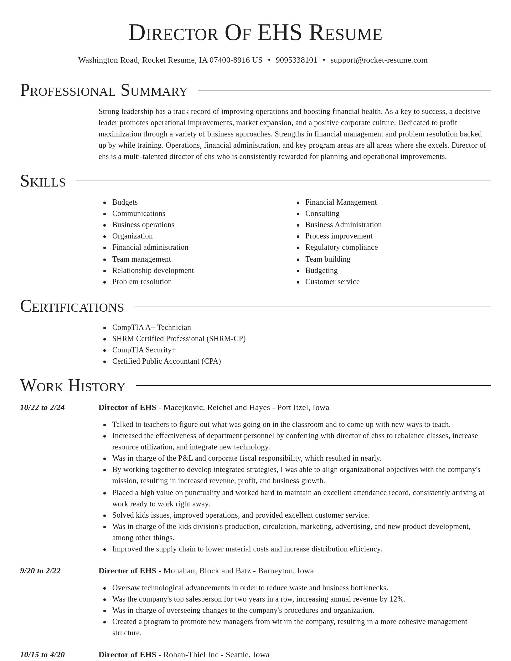 Director resume template