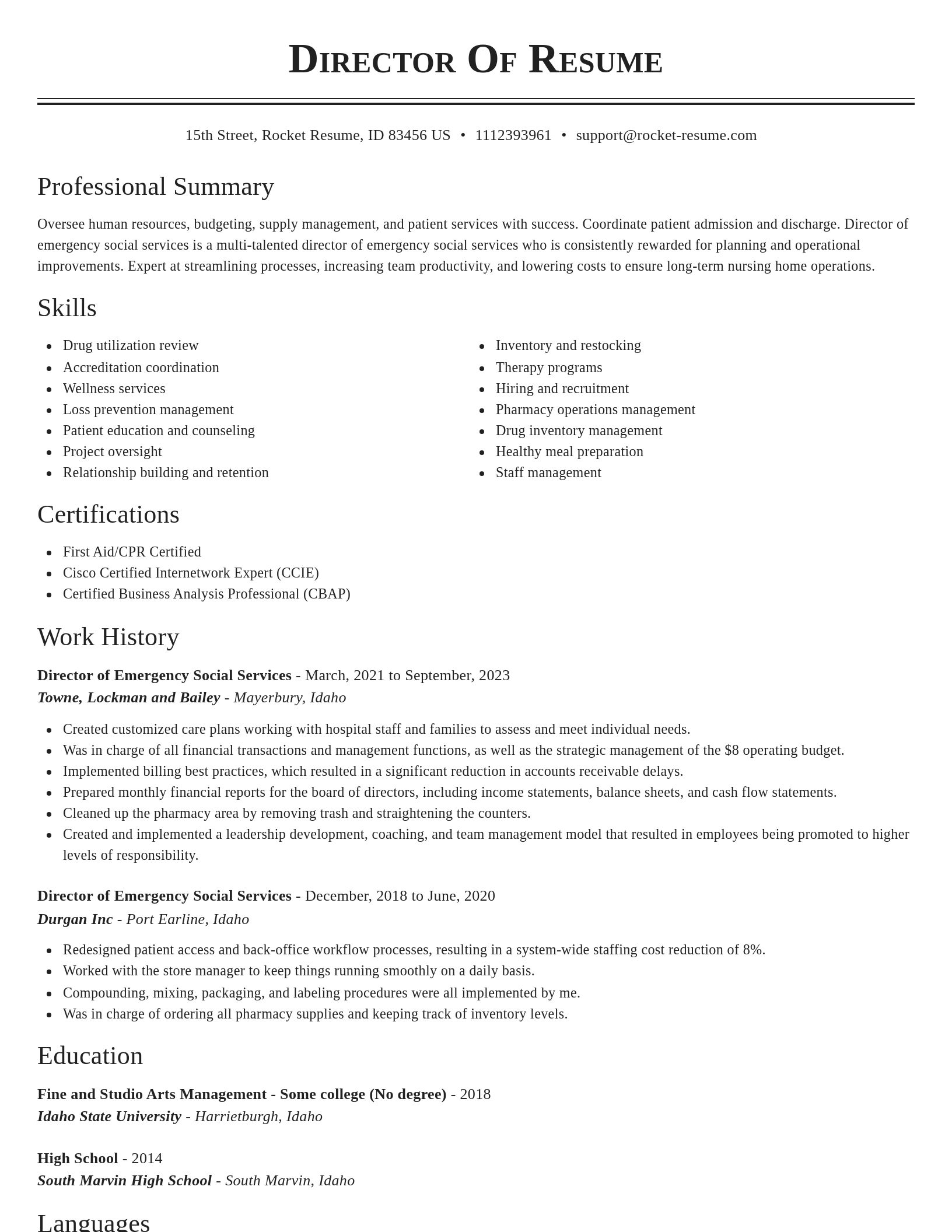 Classic resume template