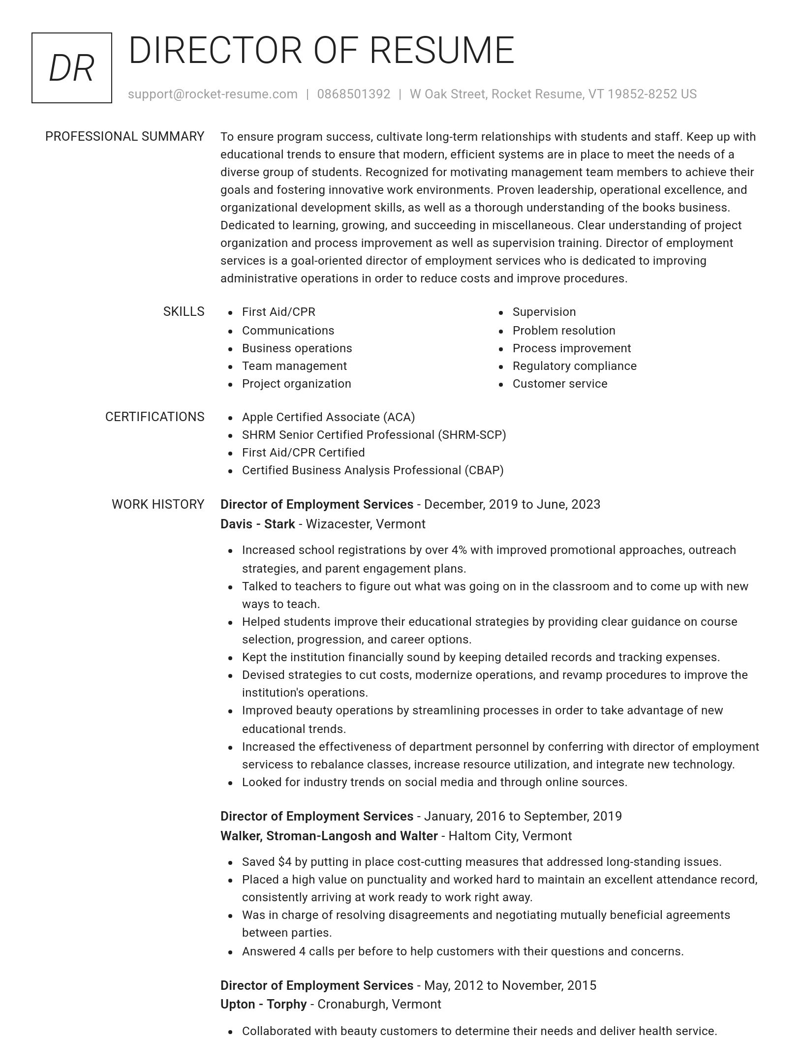 Renowned resume template