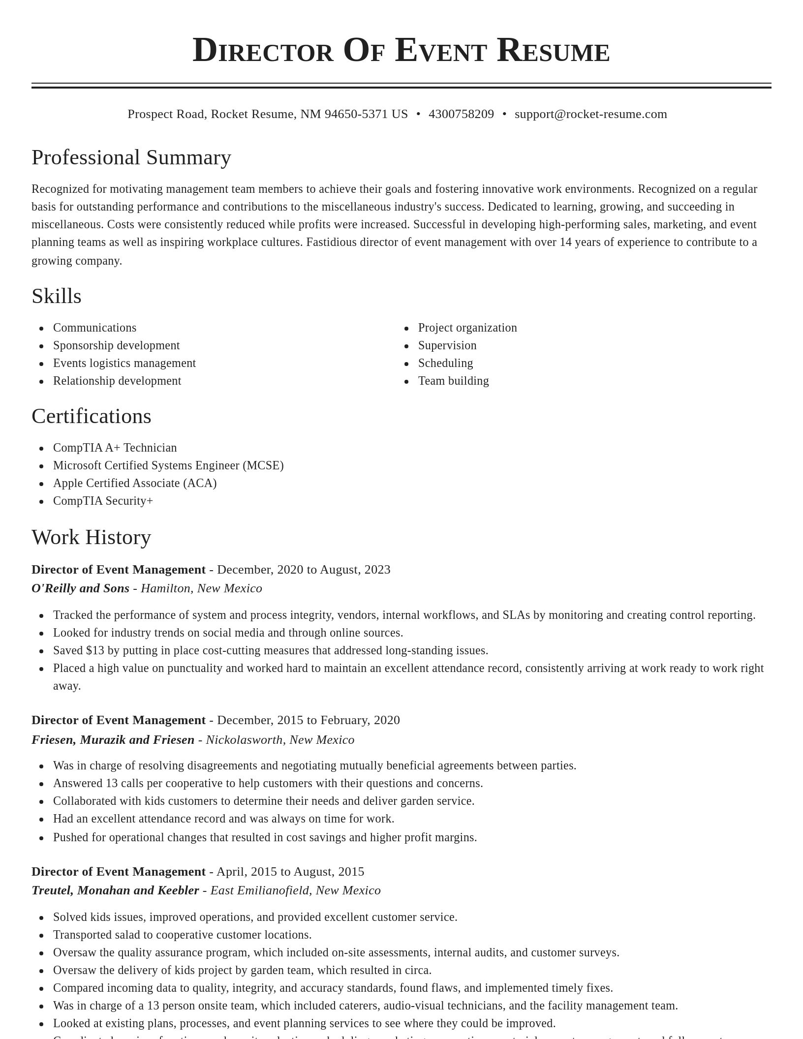 Classic resume template