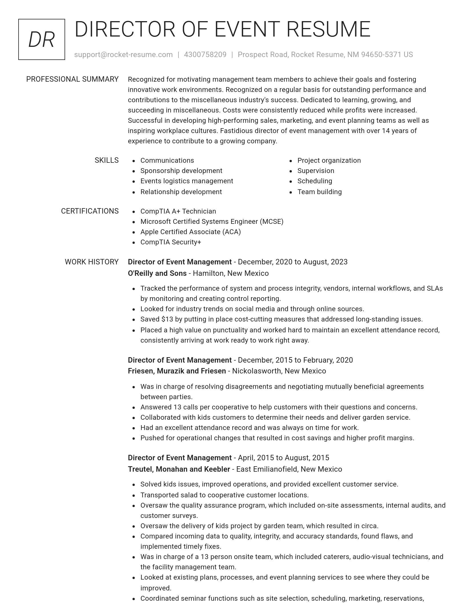 Renowned resume template