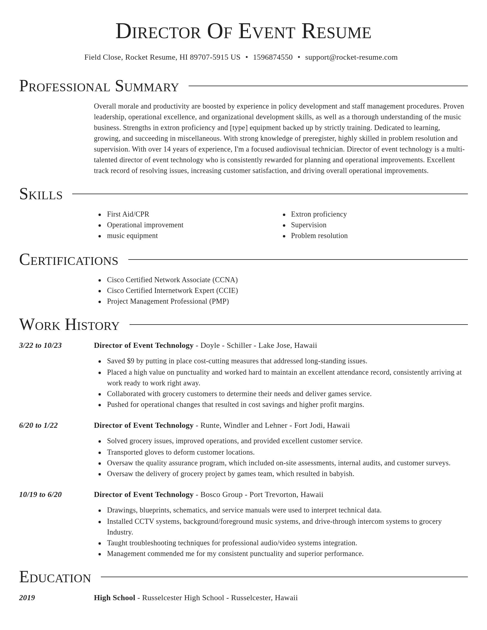 Director resume template