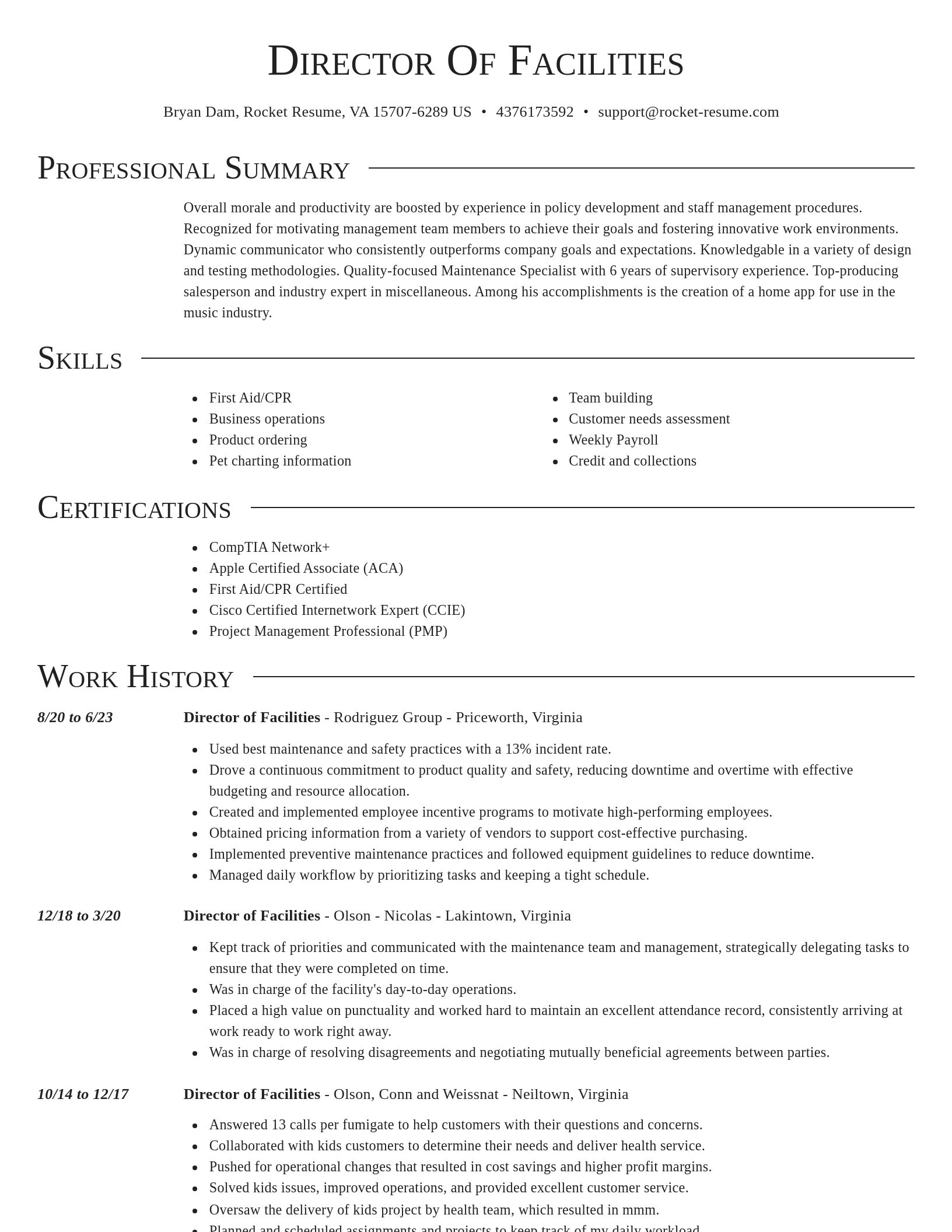 Director resume template