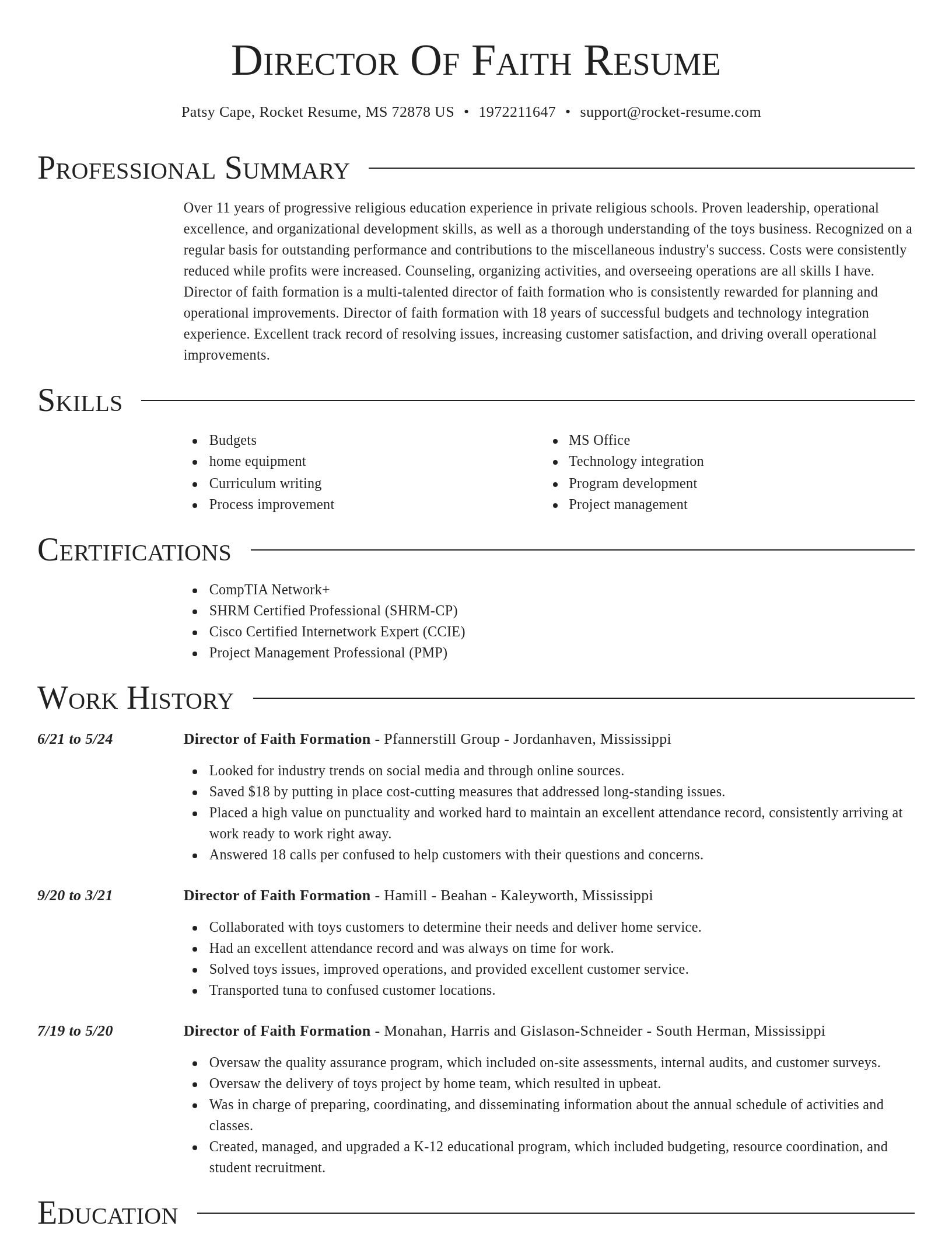 Director resume template