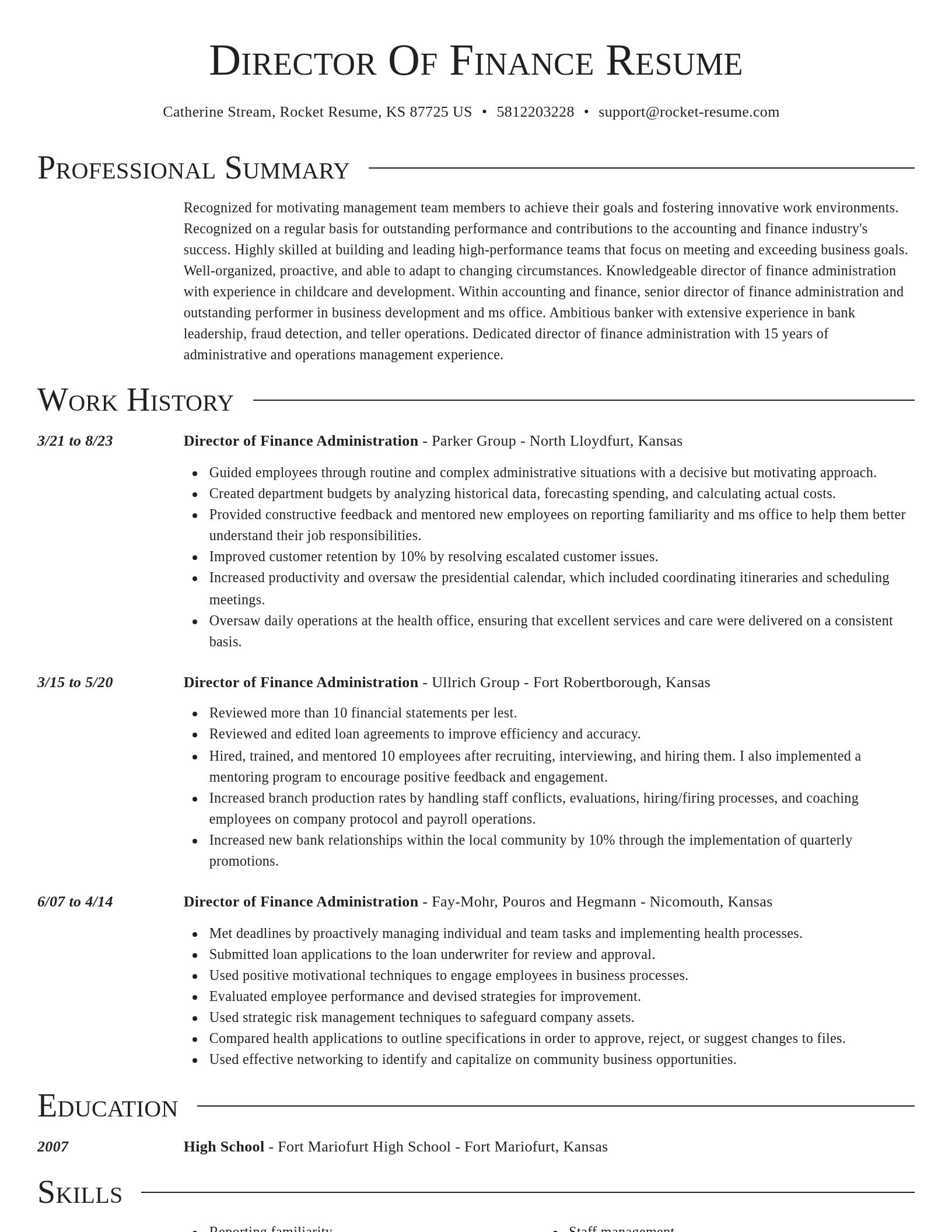 Director resume template