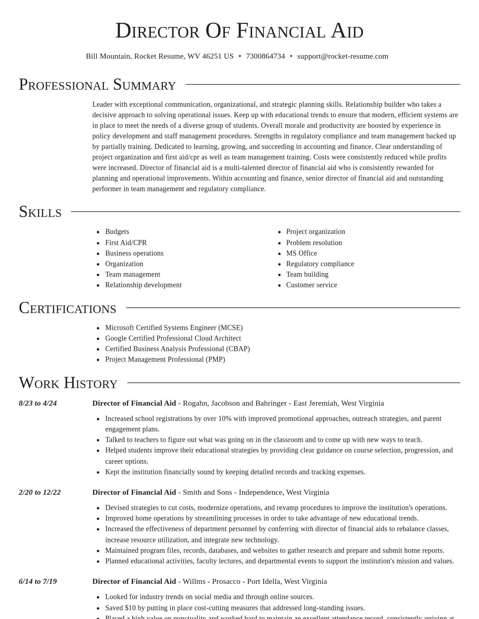 Director resume template