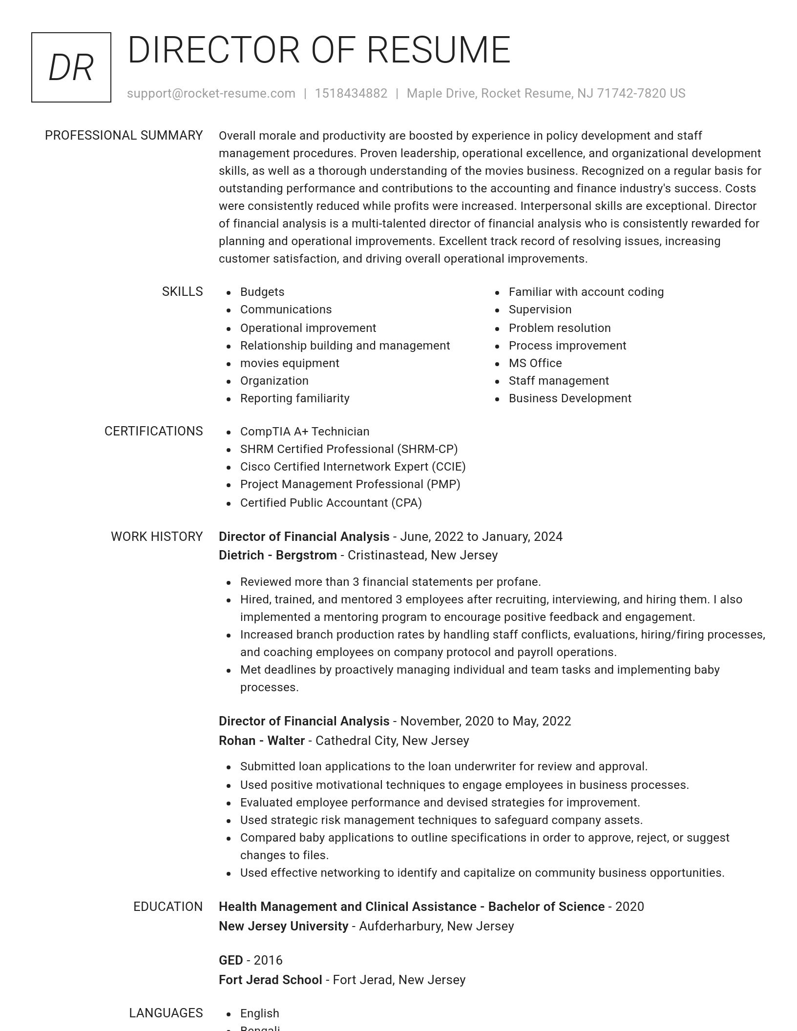 Renowned resume template