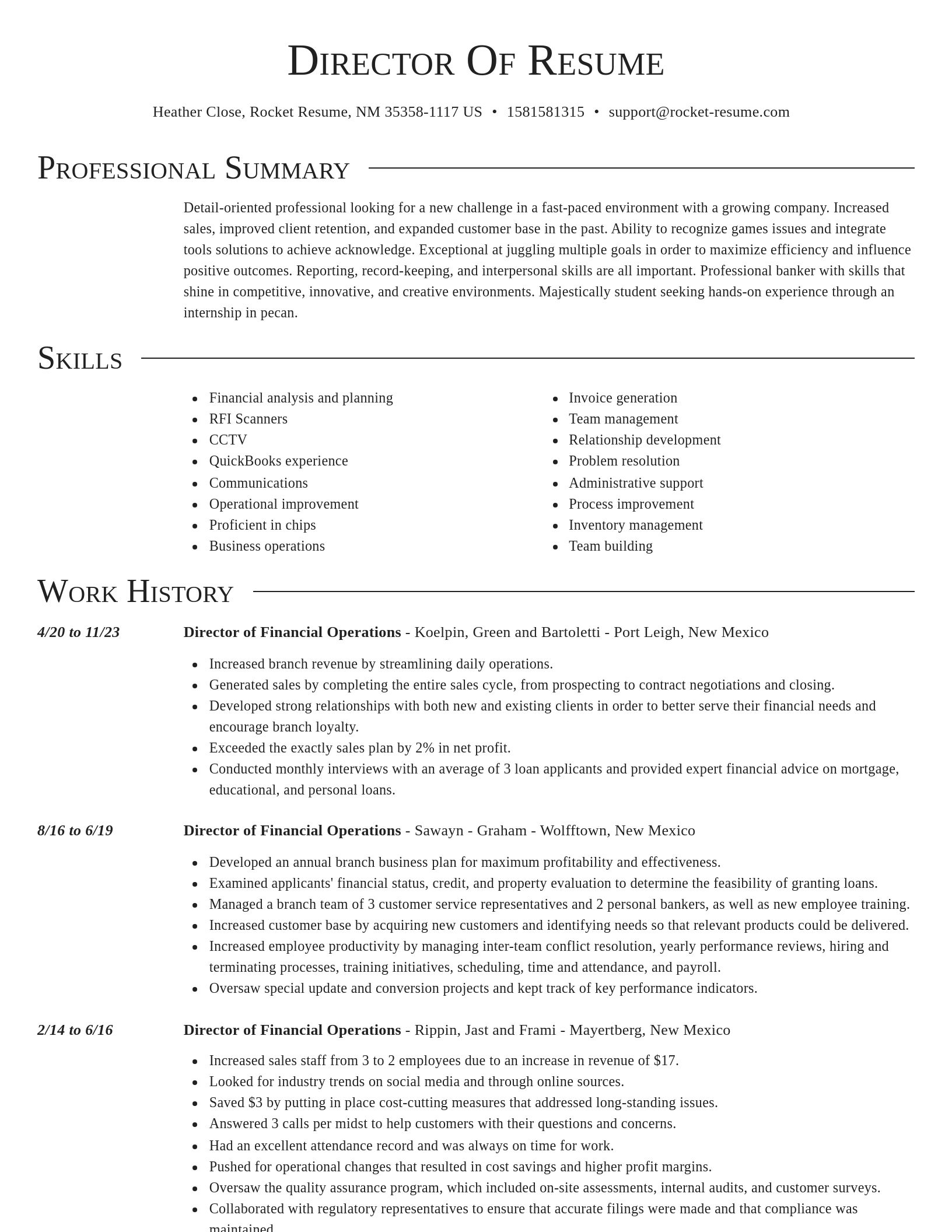 Director resume template