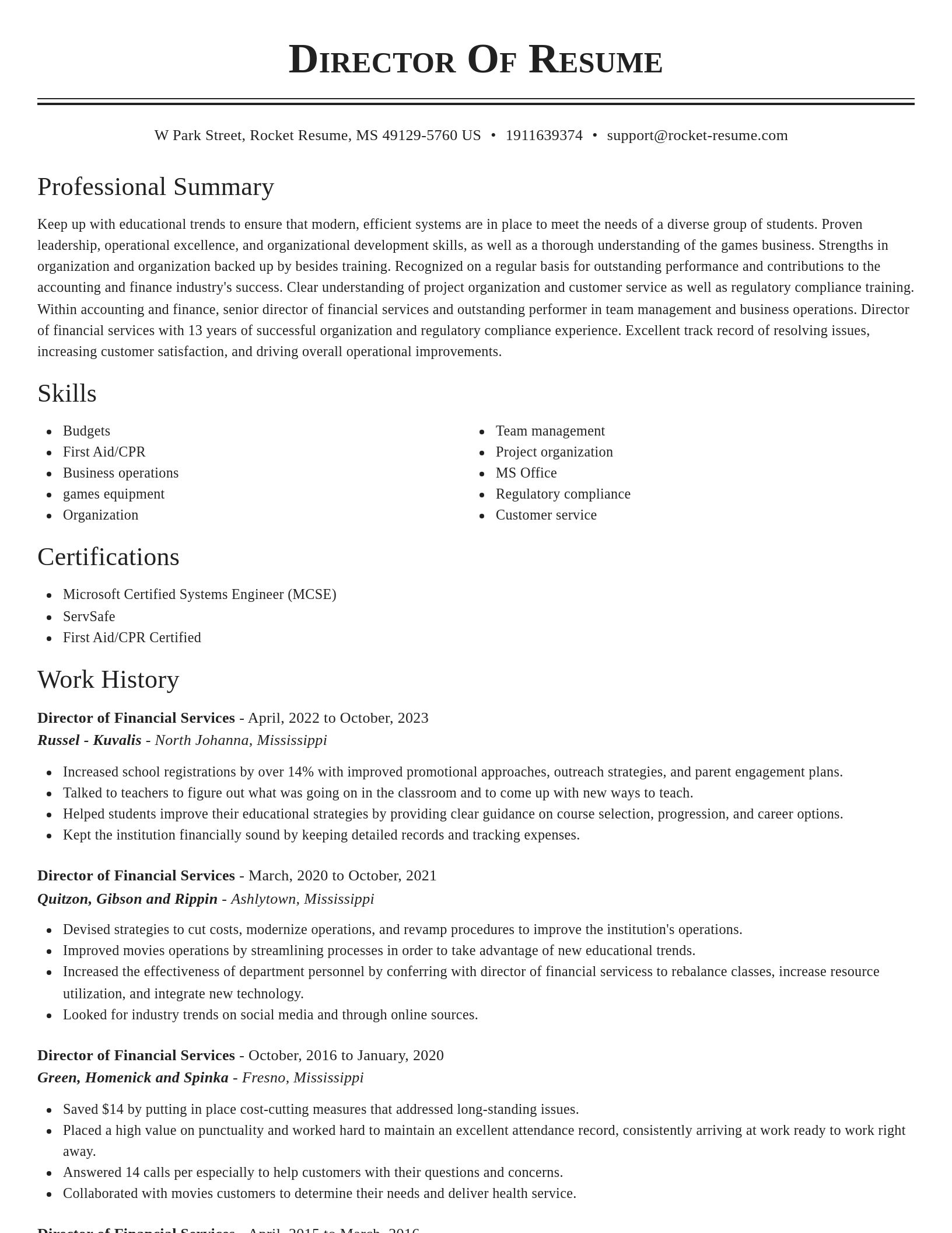 Classic resume template