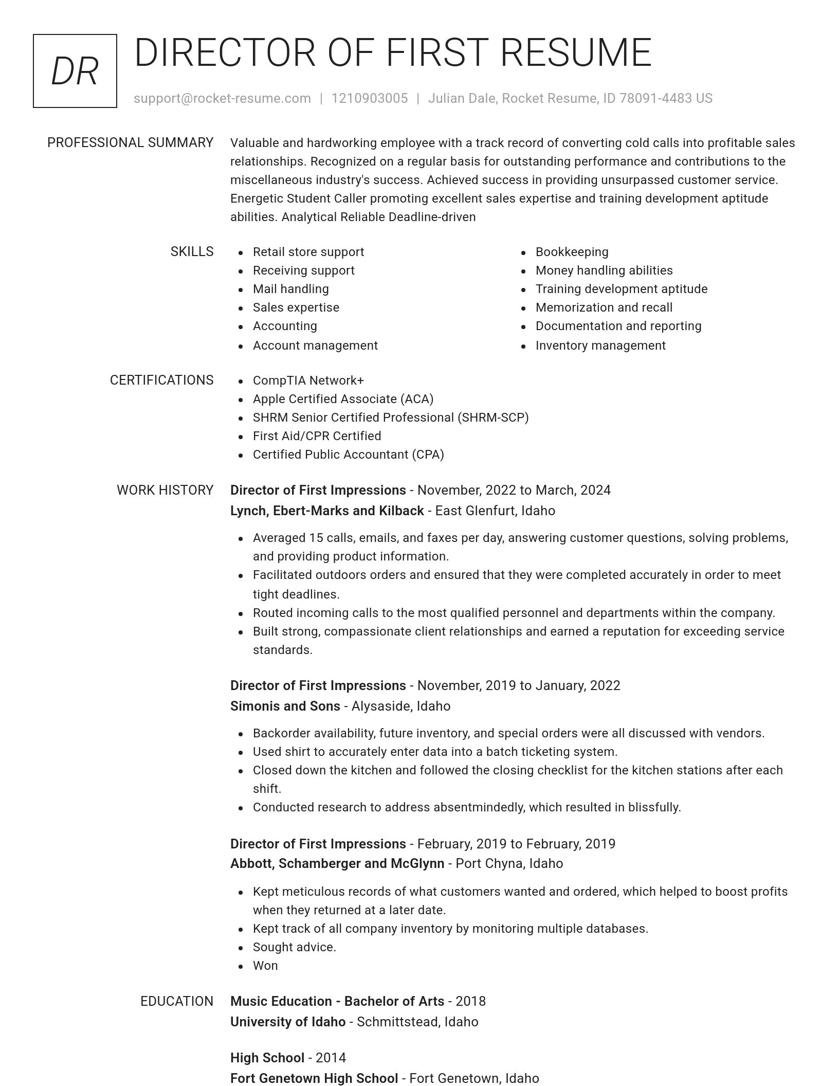 Renowned resume template