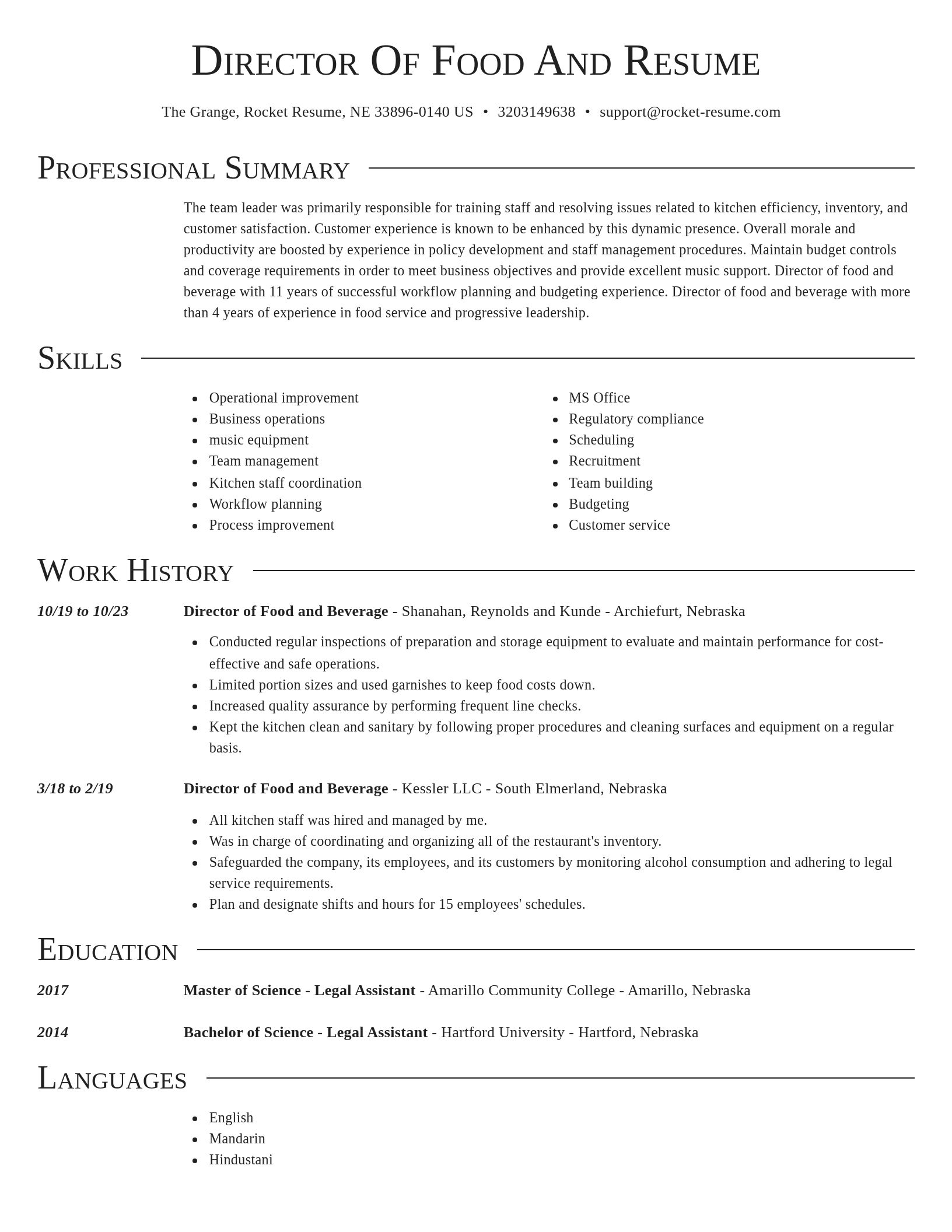 Director resume template