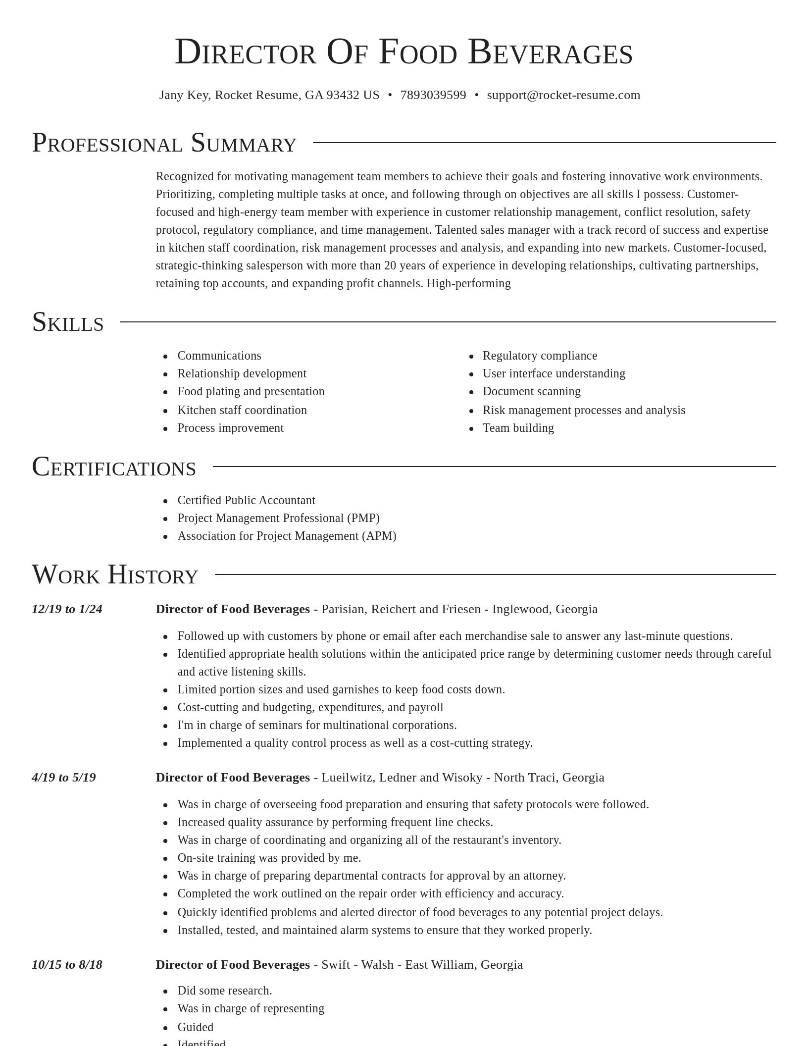 Director resume template