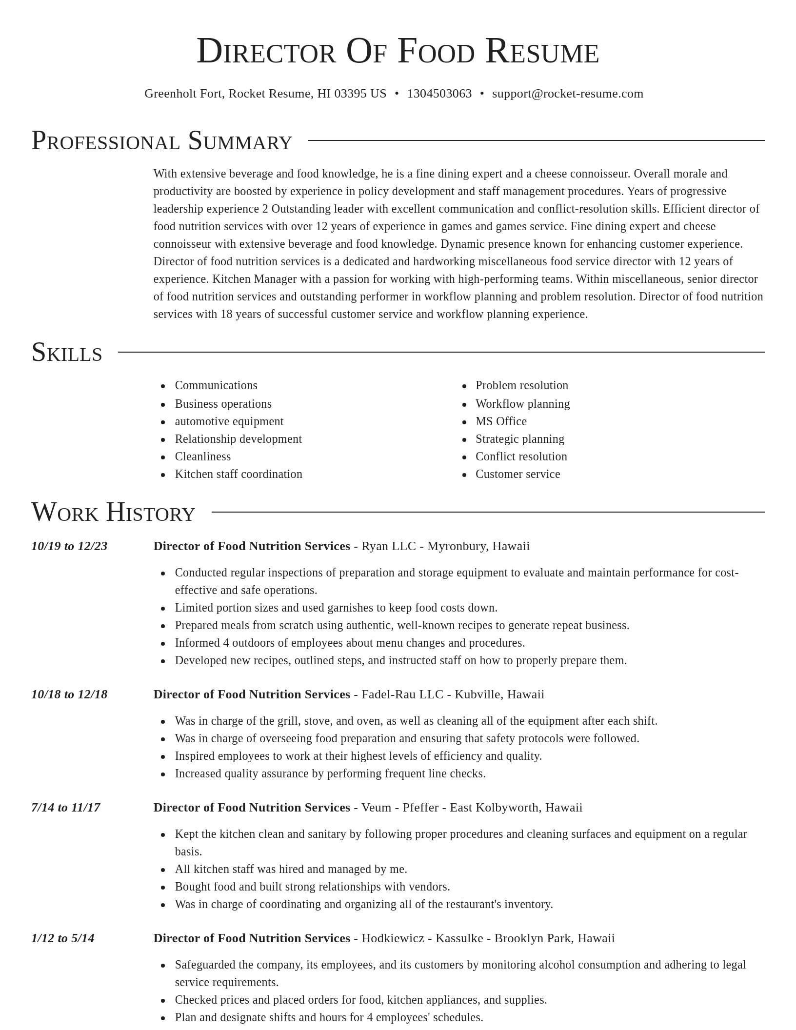 Director resume template