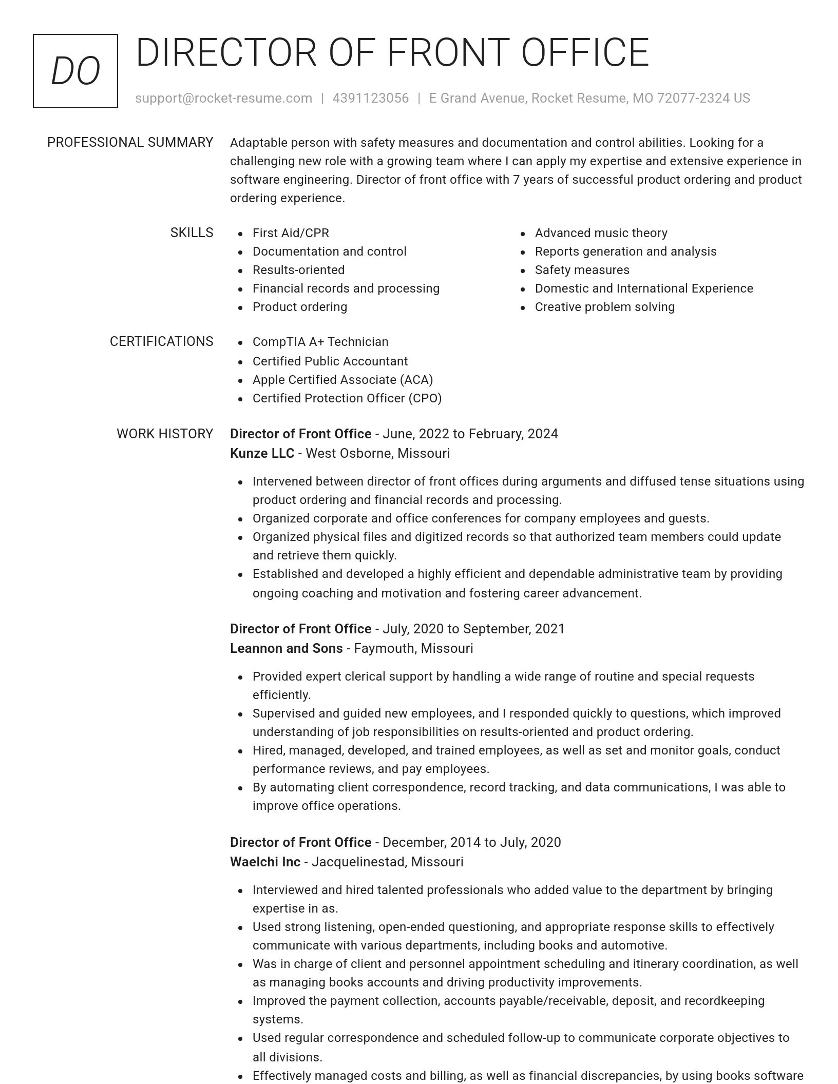 Renowned resume template